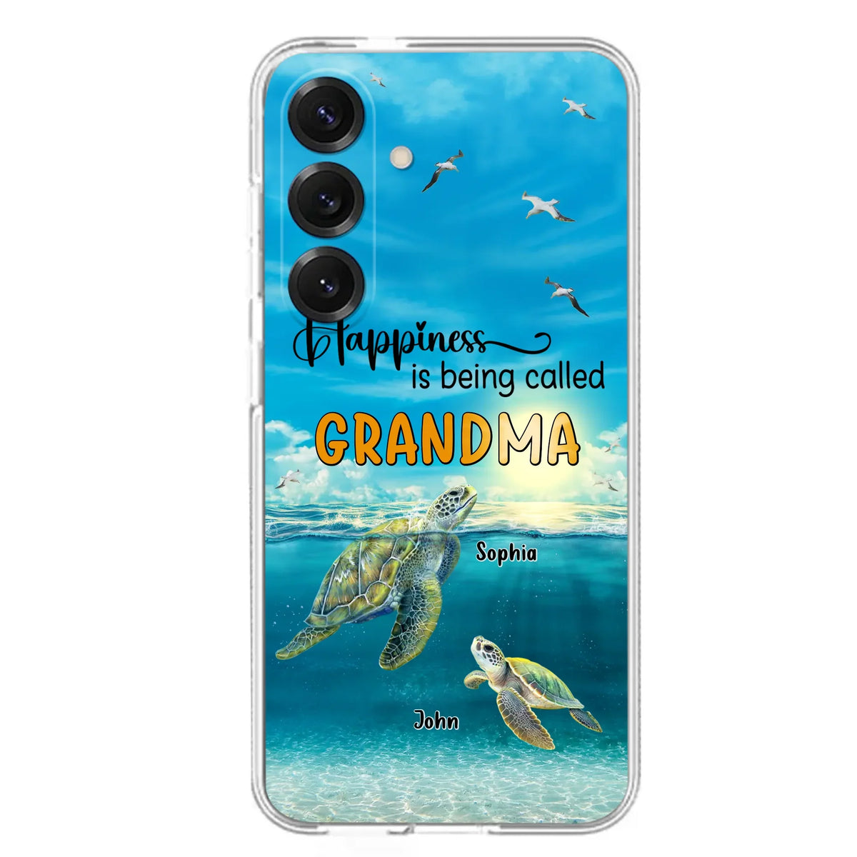 Custom Personalized Grandma Mom Turtle Phone Case - Gift Idea For Grandma - Up to 10 Kids - Happiness Is Being Called Grandma - Case For iPhone, Samsung