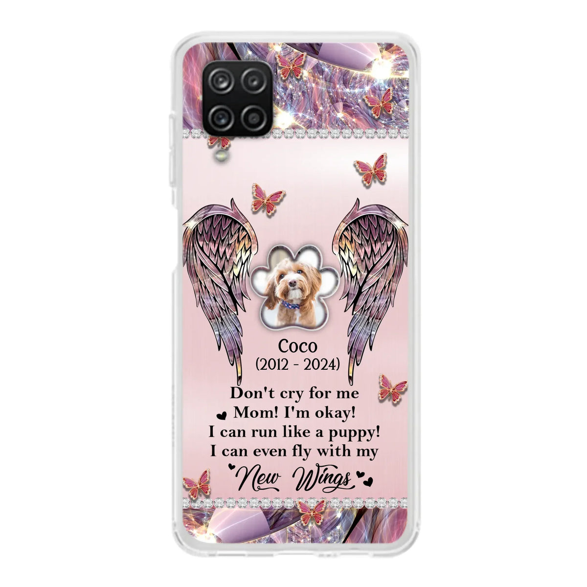 Personalized Memorial Phone Case - Upload Photo - Memorial Gift Idea For Dog Lover - Don't Cry For Me - Case For iPhone/Samsung