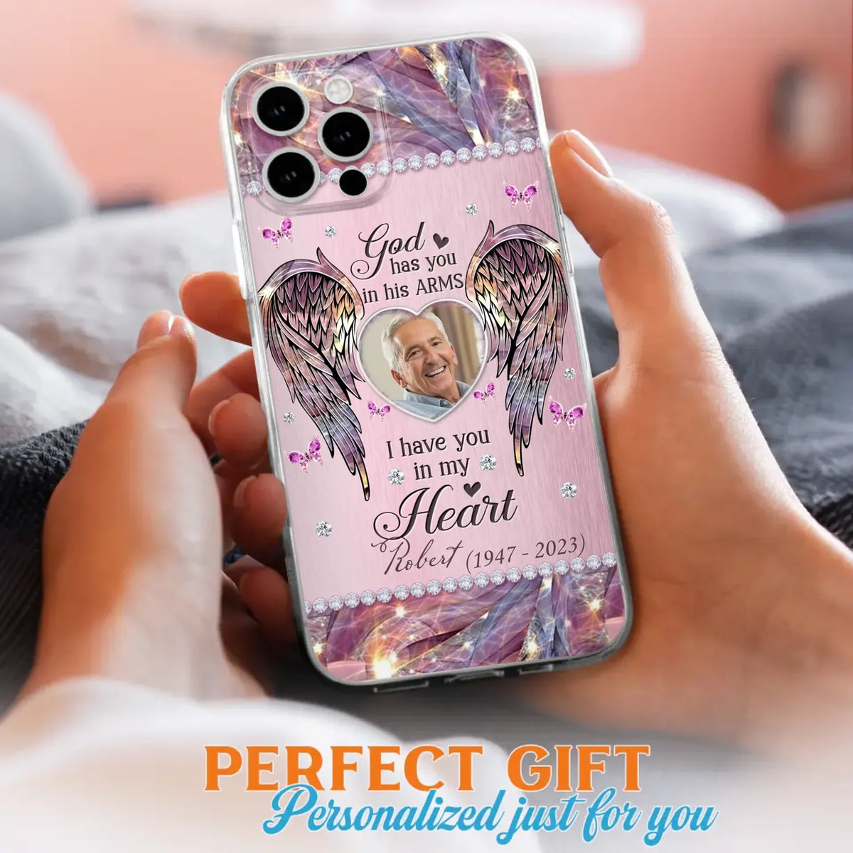 Custom Personalized Memorial Phone Case - Memorial Gift Idea For Family - Case For iPhone/Samsung - God Has You In His Arms