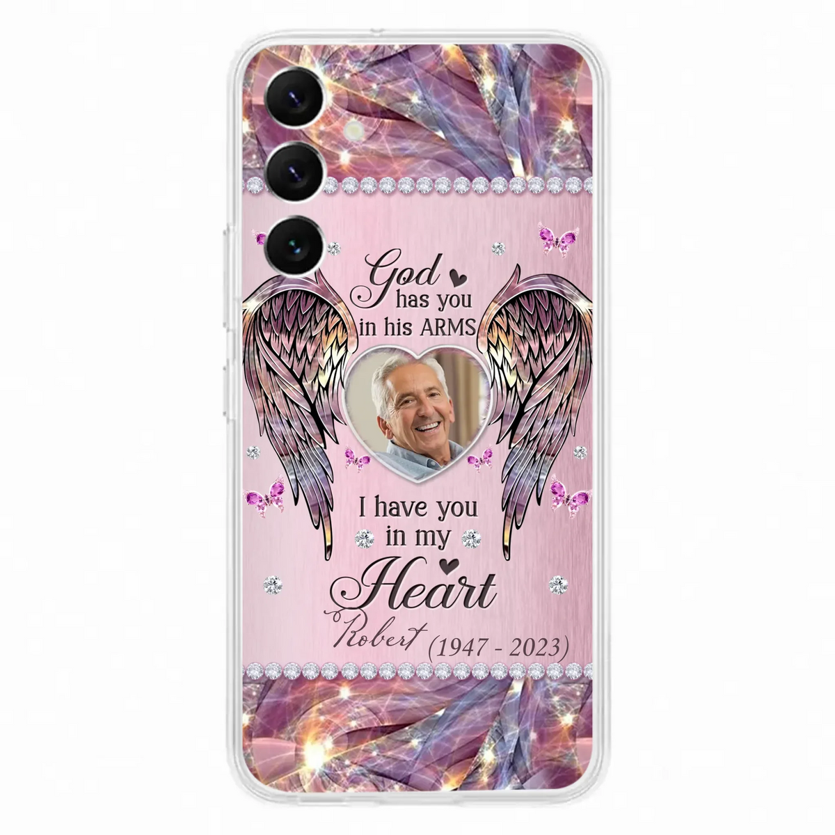 Custom Personalized Memorial Phone Case - Memorial Gift Idea For Family - Case For iPhone/Samsung - God Has You In His Arms