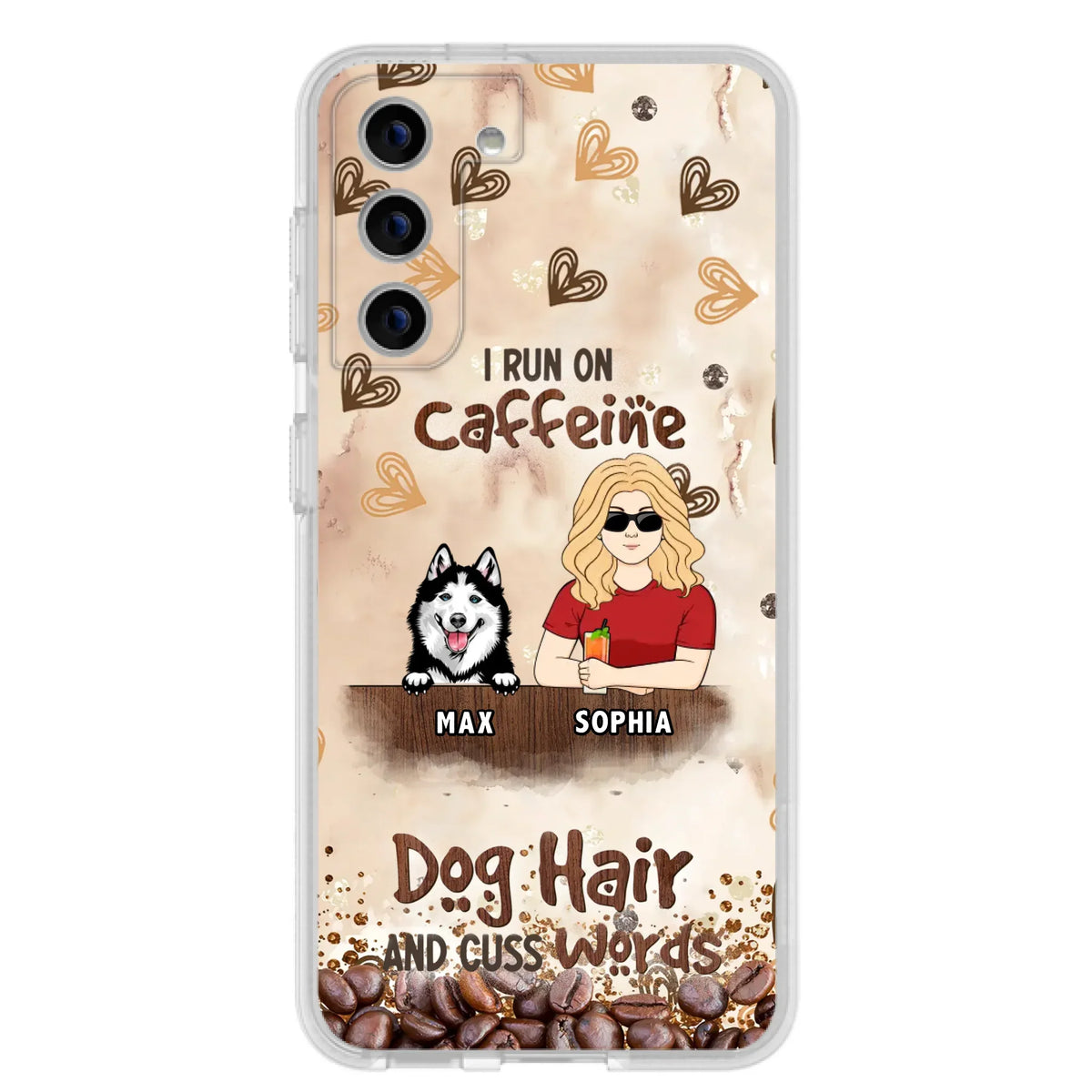 Personalized Pet Phone Case - Gift Idea For Dog/Cat/Horse Lovers - I Run On Caffeine Dog Hair And Cuss Words - Case For iPhone/Samsung