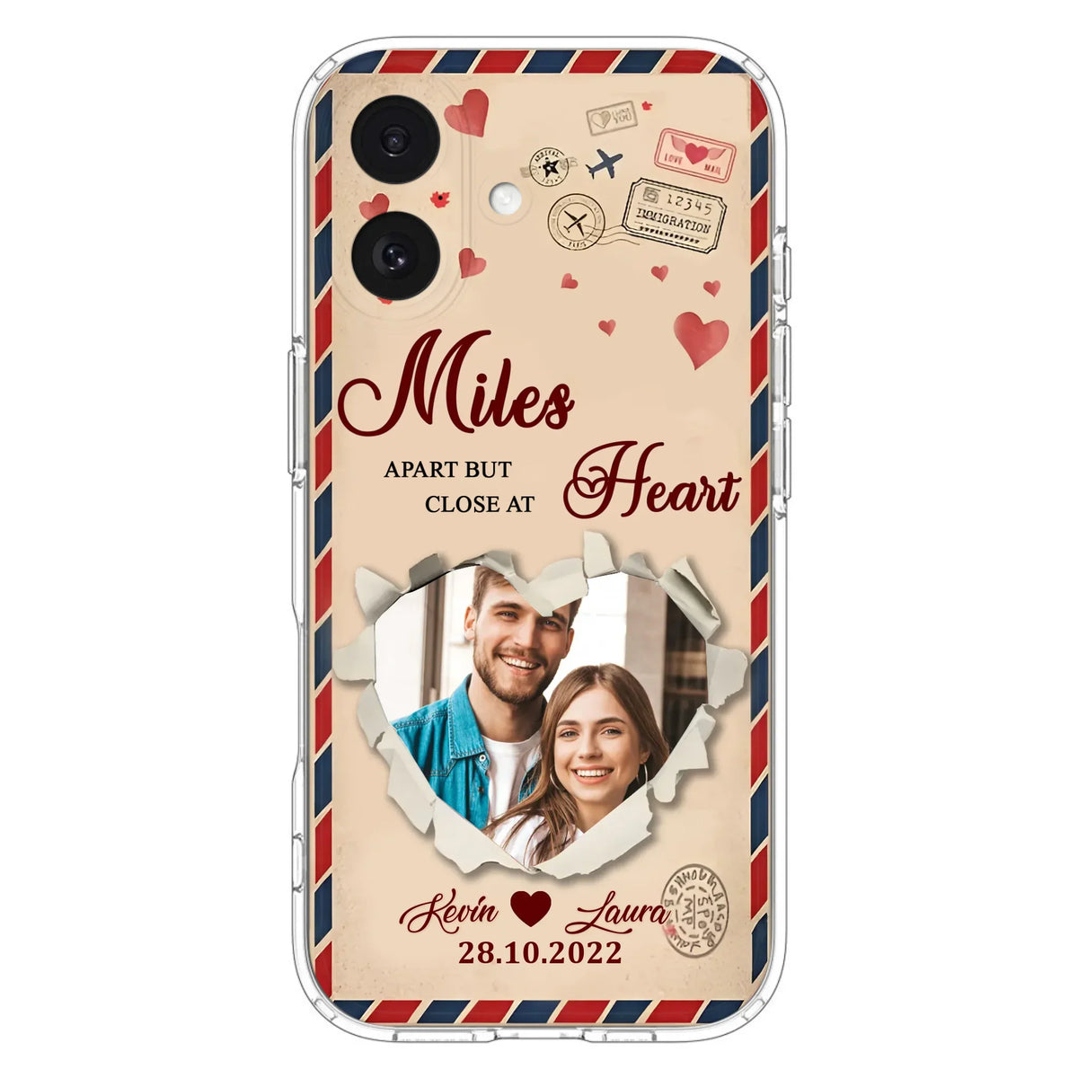 Custom Personalized Couple Phone Case - Gift Idea For Couple/ Valentines Day - Upload Photo - Miles Apart But Close At Heart - Case For iPhone/ Samsung