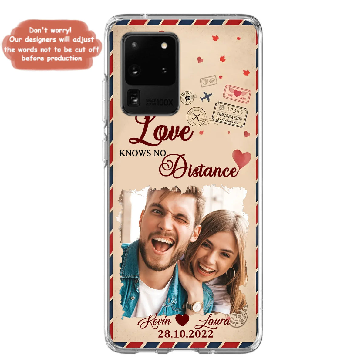 Custom Personalized Couple Phone Case - Gift Idea For Couple/ Valentines Day - Upload Photo - Love Knows No Distance - Case For iPhone/ Samsung