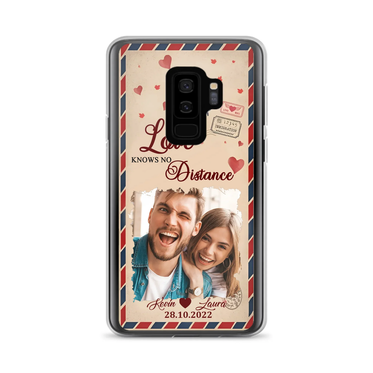 Custom Personalized Couple Phone Case - Gift Idea For Couple/ Valentines Day - Upload Photo - Love Knows No Distance - Case For iPhone/ Samsung