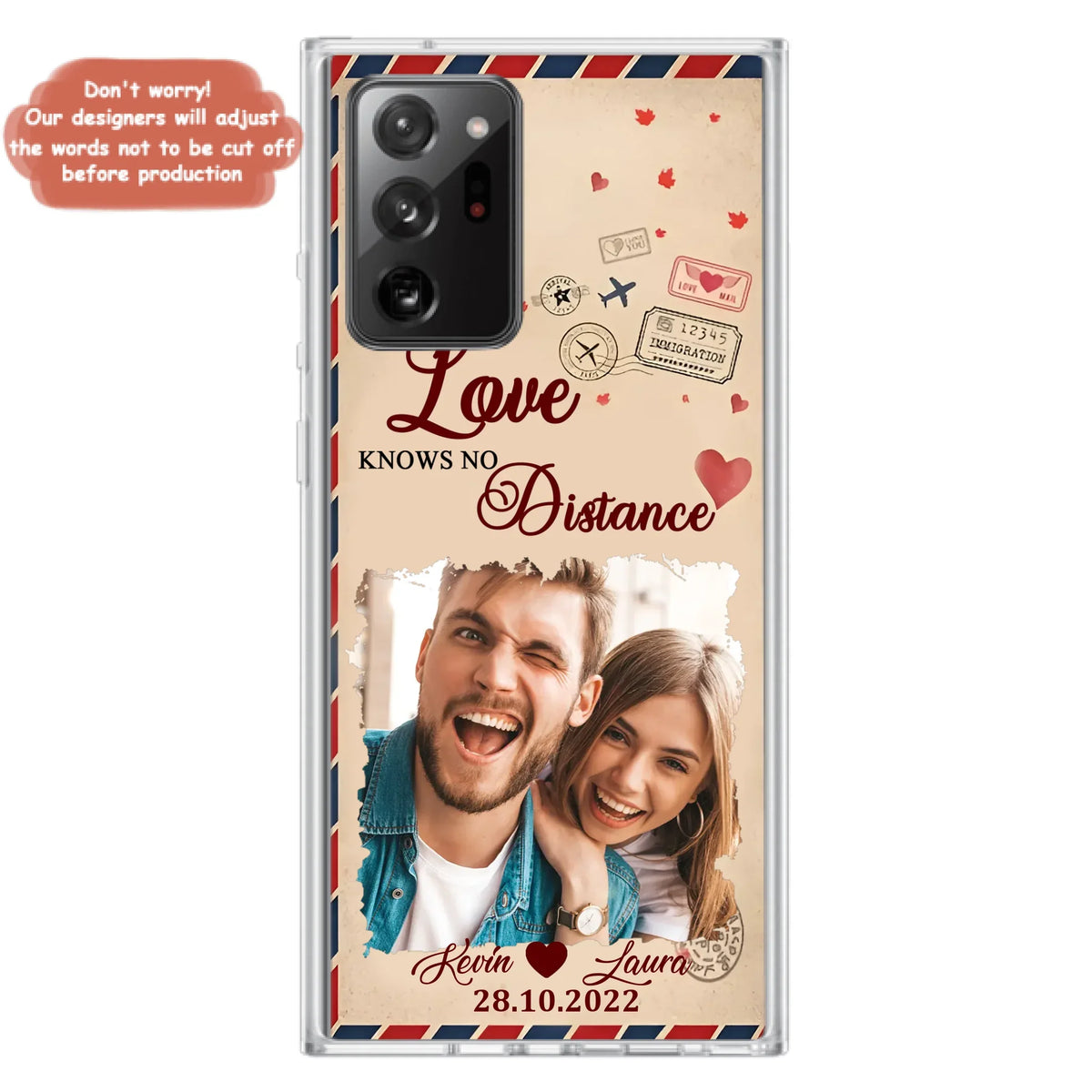 Custom Personalized Couple Phone Case - Gift Idea For Couple/ Valentines Day - Upload Photo - Love Knows No Distance - Case For iPhone/ Samsung