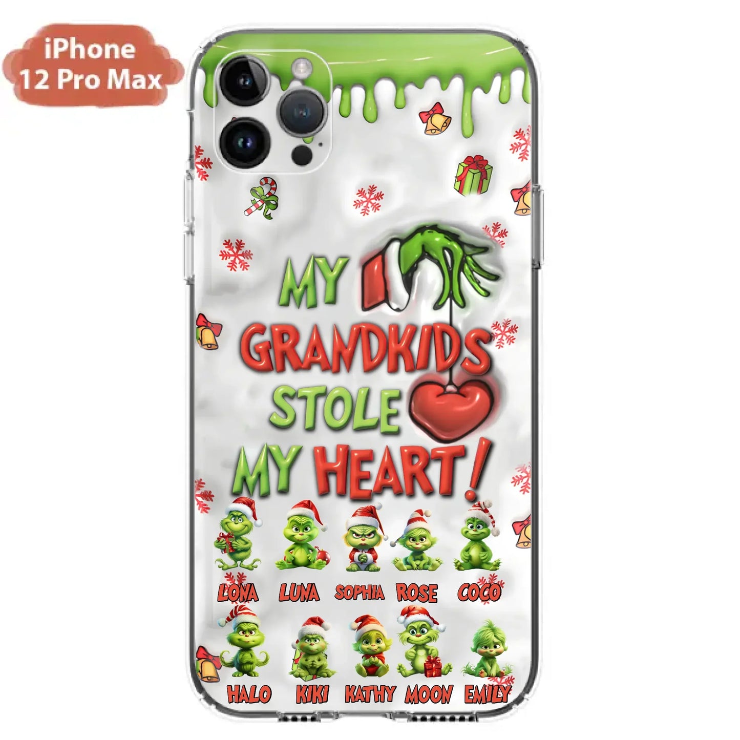 Custom Personalized Christmas Mama Grandkid Phone Case - Gift Idea For Grandkids - Upto 10 Kids - My Grandkids Stole My Heart - Case For iPhone/Samsung