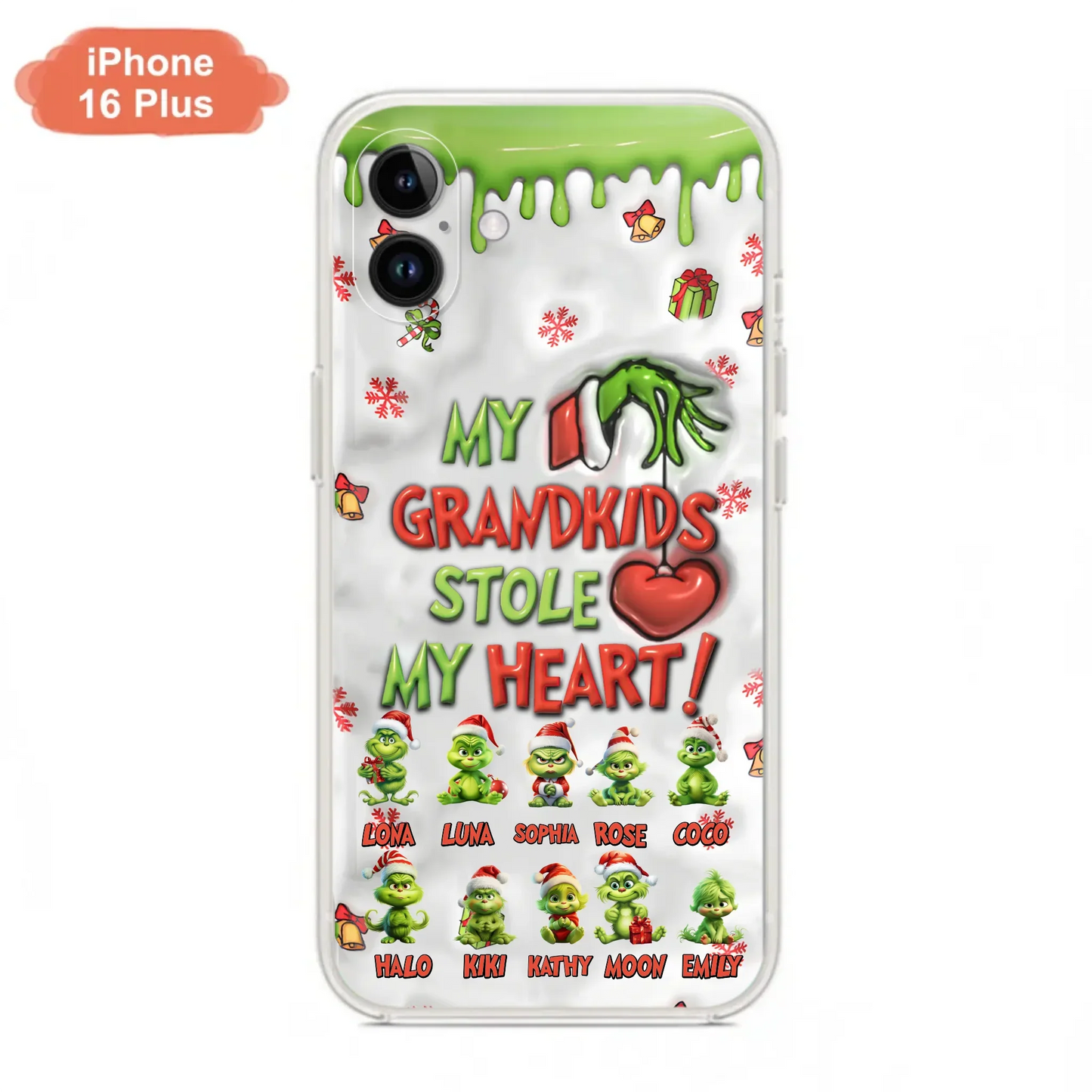 Custom Personalized Christmas Mama Grandkid Phone Case - Gift Idea For Grandkids - Upto 10 Kids - My Grandkids Stole My Heart - Case For iPhone/Samsung