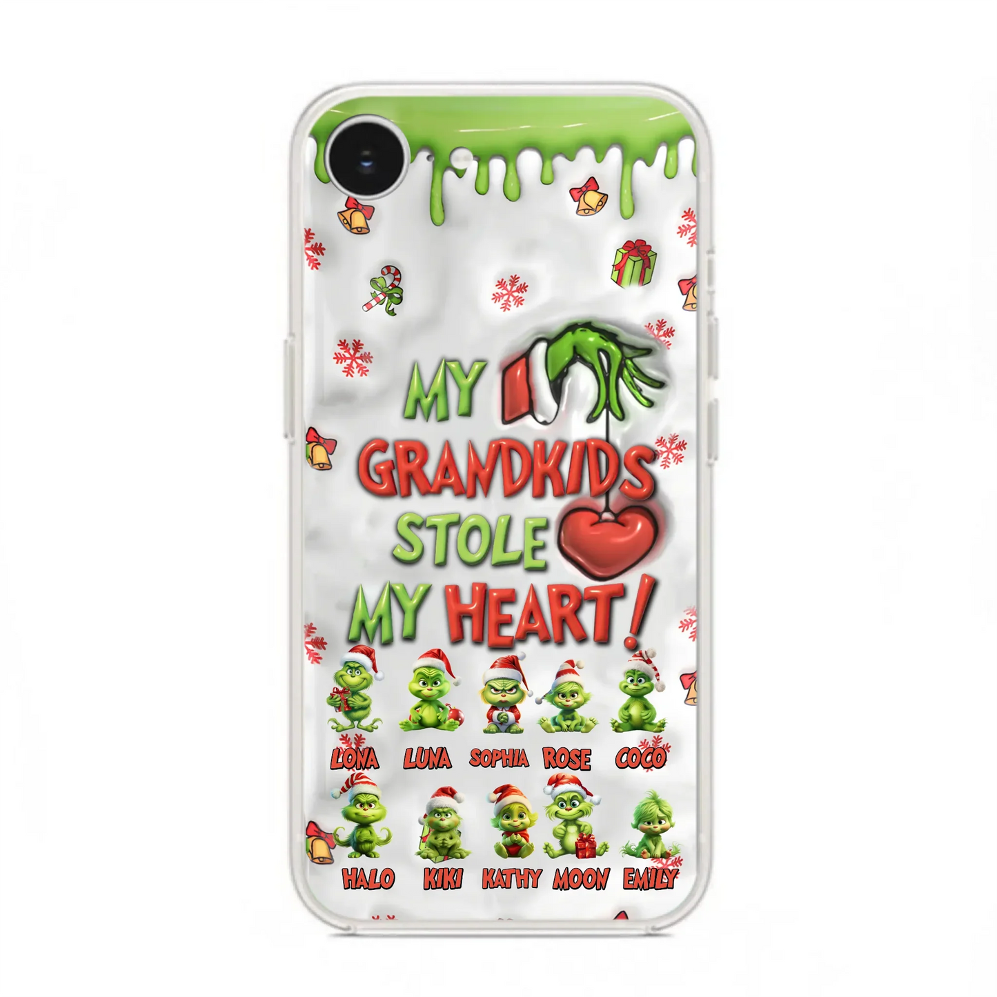 Custom Personalized Christmas Mama Grandkid Phone Case - Gift Idea For Grandkids - Upto 10 Kids - My Grandkids Stole My Heart - Case For iPhone/Samsung