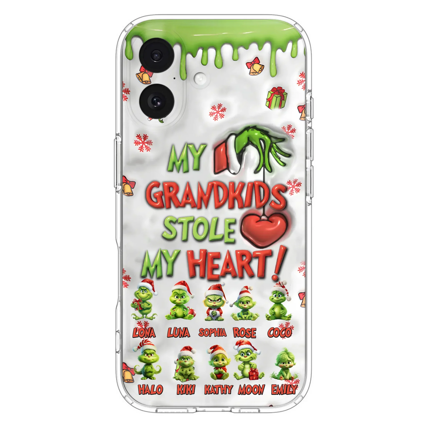 Custom Personalized Christmas Mama Grandkid Phone Case - Gift Idea For Grandkids - Upto 10 Kids - My Grandkids Stole My Heart - Case For iPhone/Samsung