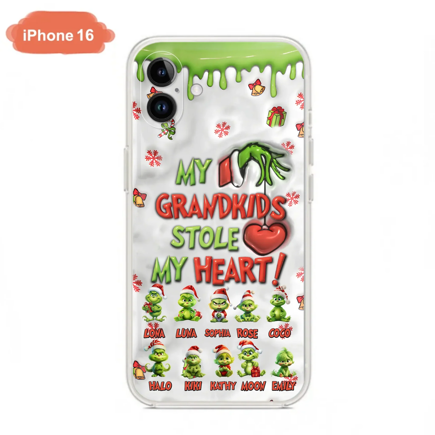 Custom Personalized Christmas Mama Grandkid Phone Case - Gift Idea For Grandkids - Upto 10 Kids - My Grandkids Stole My Heart - Case For iPhone/Samsung