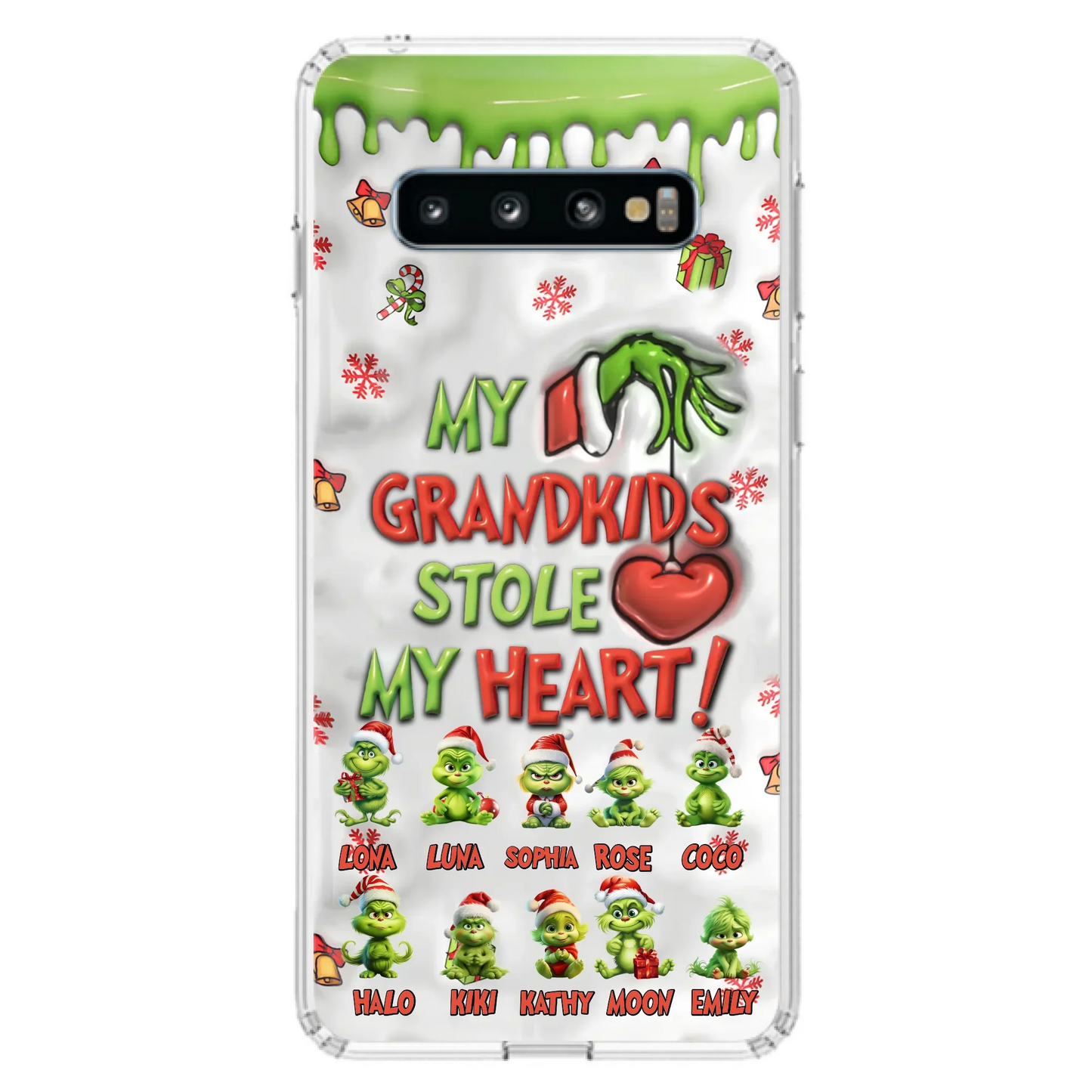 Custom Personalized Christmas Mama Grandkid Phone Case - Gift Idea For Grandkids - Upto 10 Kids - My Grandkids Stole My Heart - Case For iPhone/Samsung