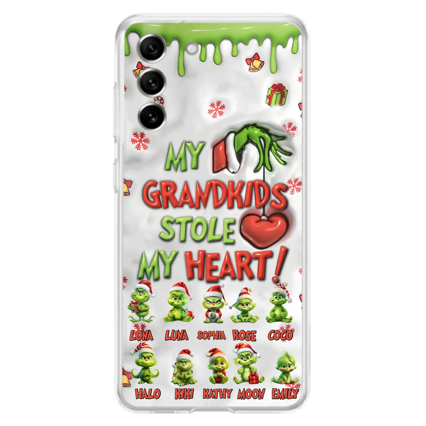 Custom Personalized Christmas Mama Grandkid Phone Case - Gift Idea For Grandkids - Upto 10 Kids - My Grandkids Stole My Heart - Case For iPhone/Samsung