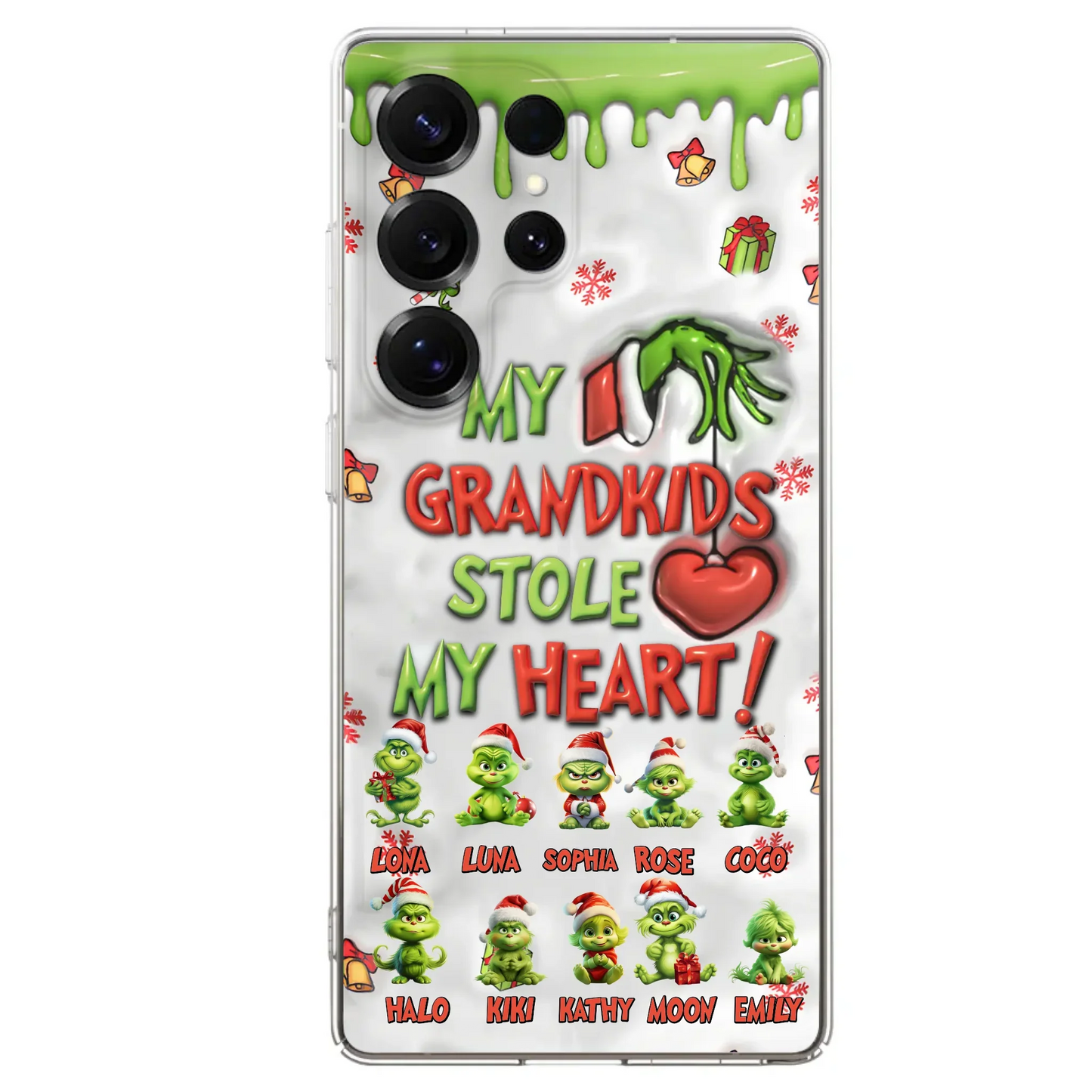 Custom Personalized Christmas Mama Grandkid Phone Case - Gift Idea For Grandkids - Upto 10 Kids - My Grandkids Stole My Heart - Case For iPhone/Samsung