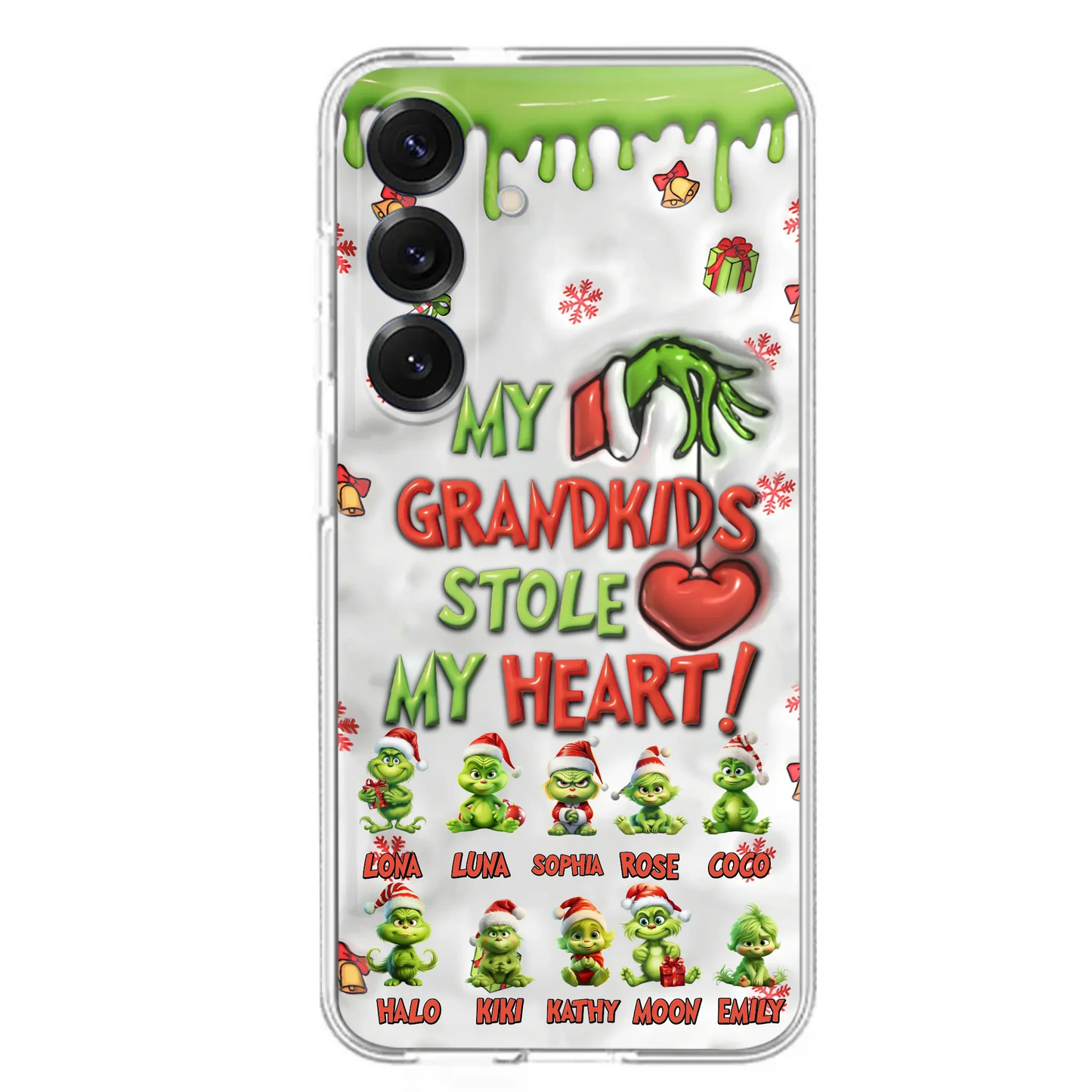 Custom Personalized Christmas Mama Grandkid Phone Case - Gift Idea For Grandkids - Upto 10 Kids - My Grandkids Stole My Heart - Case For iPhone/Samsung
