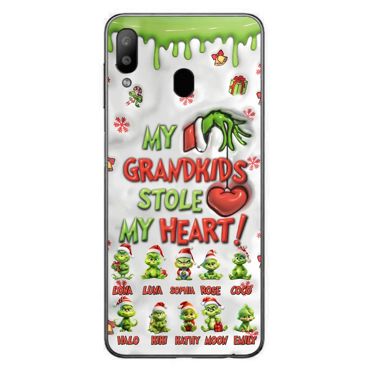 Custom Personalized Christmas Mama Grandkid Phone Case - Gift Idea For Grandkids - Upto 10 Kids - My Grandkids Stole My Heart - Case For iPhone/Samsung