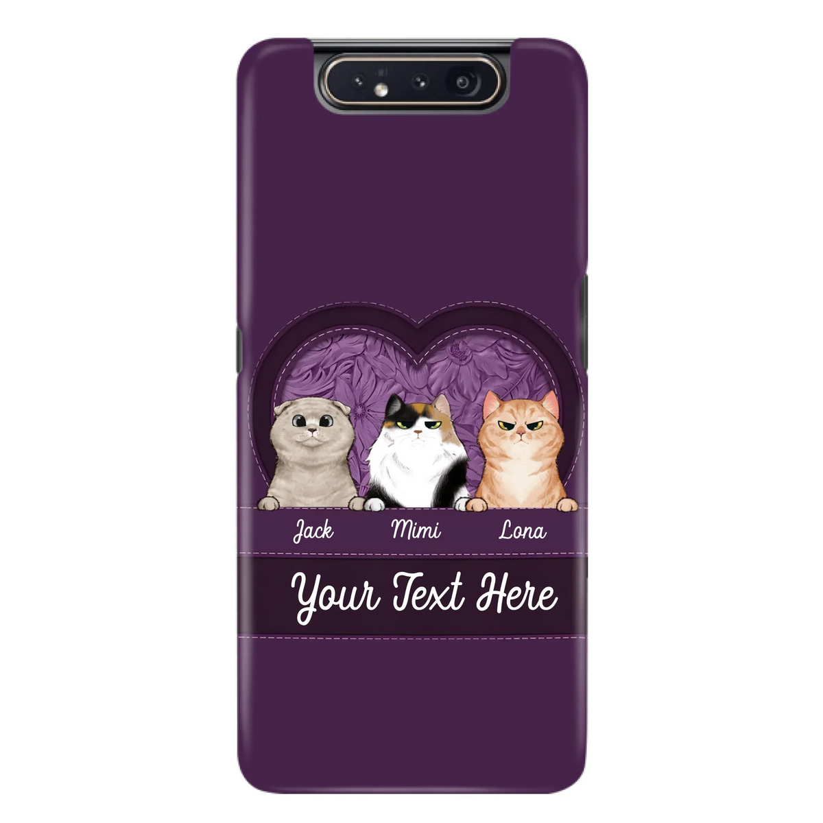 Custom Personalized Cat Phone Case For iPhone And Samsung - Gift Idea For Cat Lover - Up to 3  Cats  - Cat In Heart