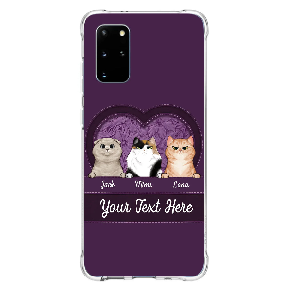 Custom Personalized Cat Phone Case For iPhone And Samsung - Gift Idea For Cat Lover - Up to 3  Cats  - Cat In Heart
