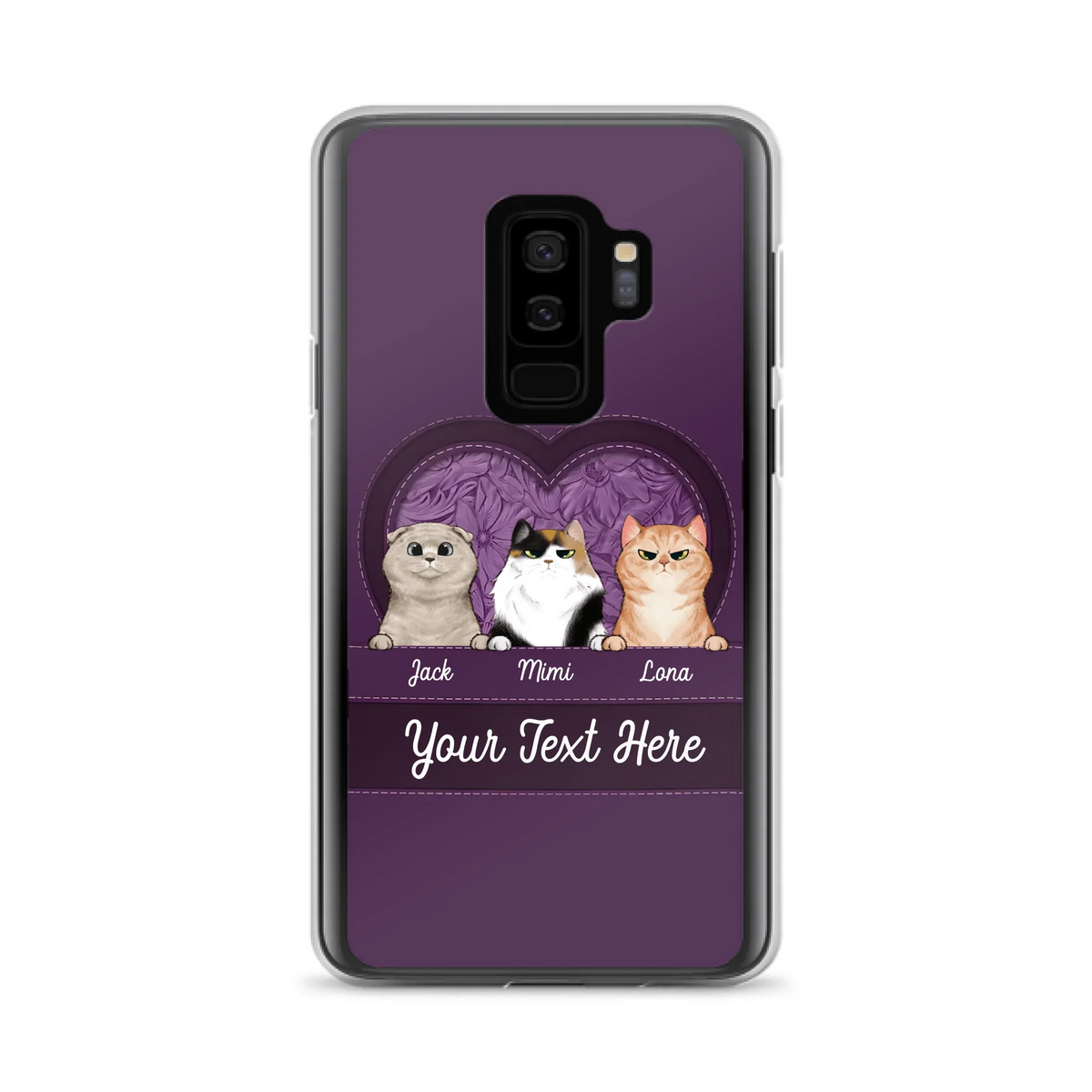 Custom Personalized Cat Phone Case For iPhone And Samsung - Gift Idea For Cat Lover - Up to 3  Cats  - Cat In Heart