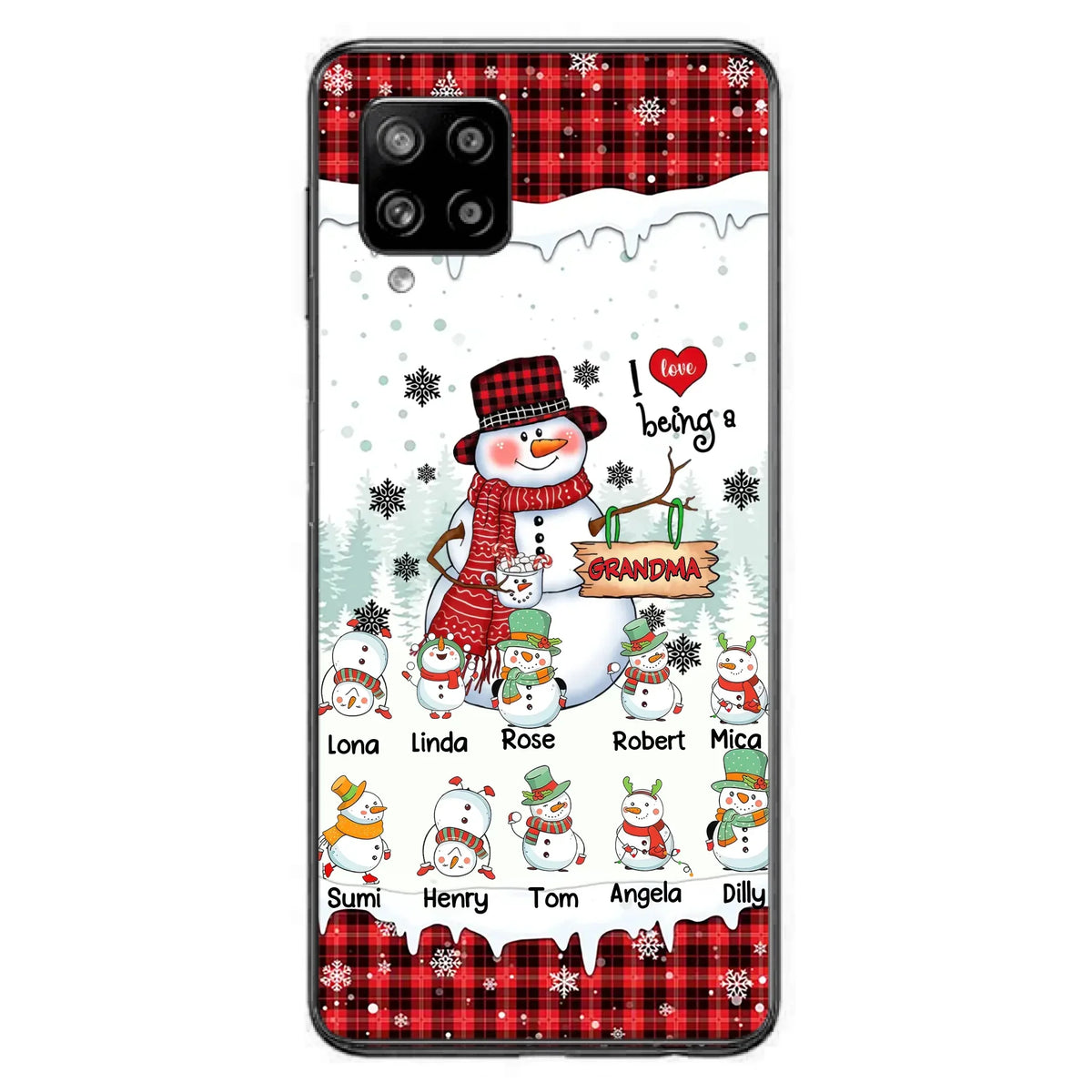 Personalized Snowman Christmas Grandma Phone Case - Christmas Gift Idea For Grandma - Up to 10 Kids - Case For iPhone/Samsung
