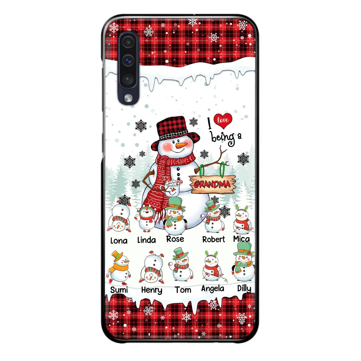 Personalized Snowman Christmas Grandma Phone Case - Christmas Gift Idea For Grandma - Up to 10 Kids - Case For iPhone/Samsung