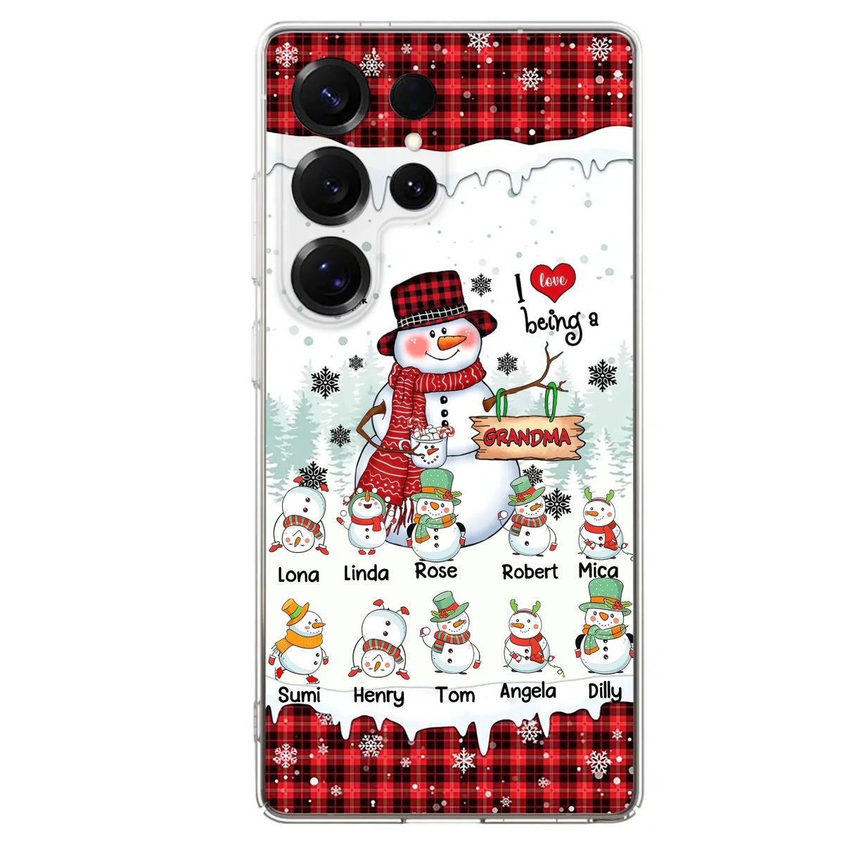 Personalized Snowman Christmas Grandma Phone Case - Christmas Gift Idea For Grandma - Up to 10 Kids - Case For iPhone/Samsung