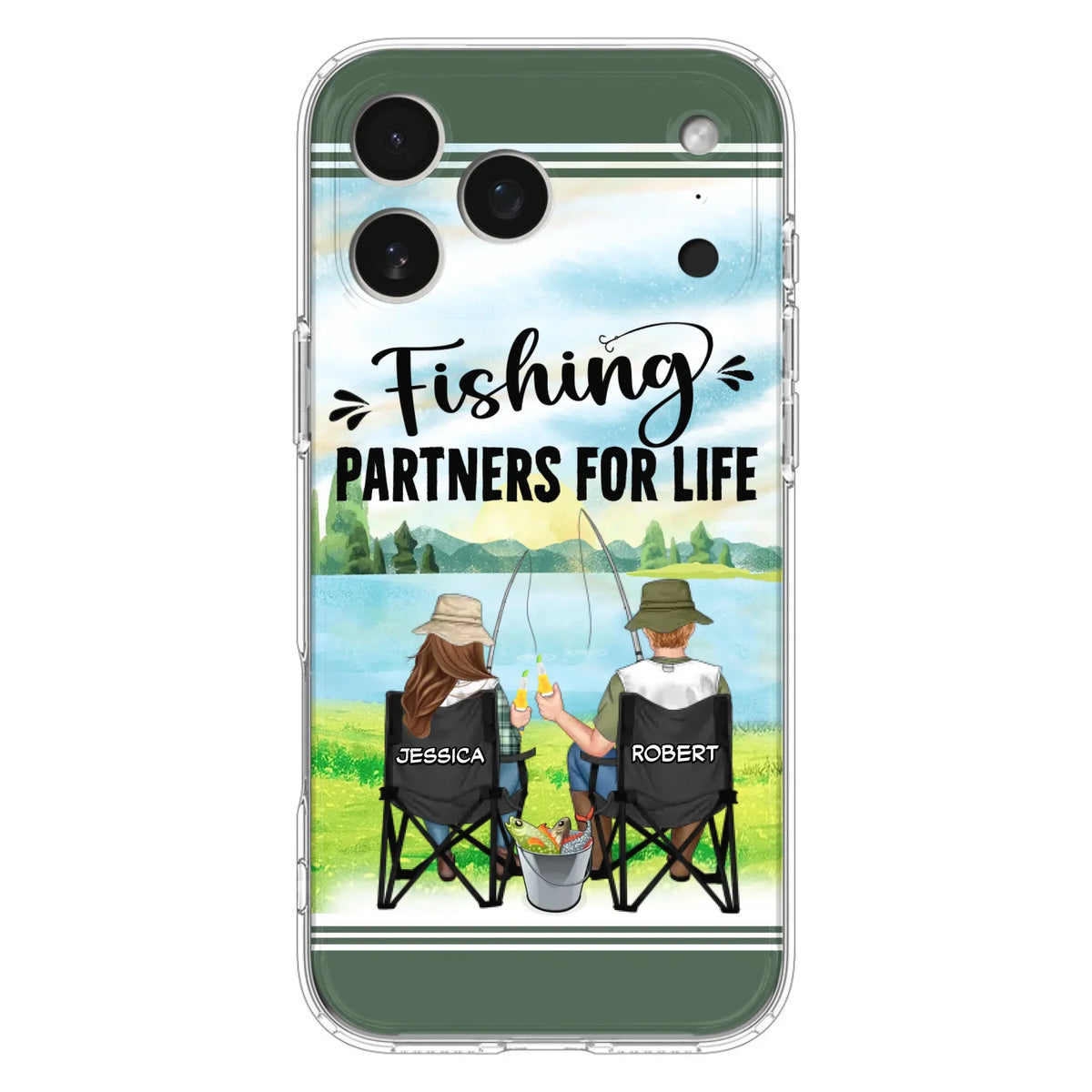 Custom Personalized Fishing Couple Phone Case - Gift Idea for Couple - Fishing Partners For Life - Case For iPhone/Samsung