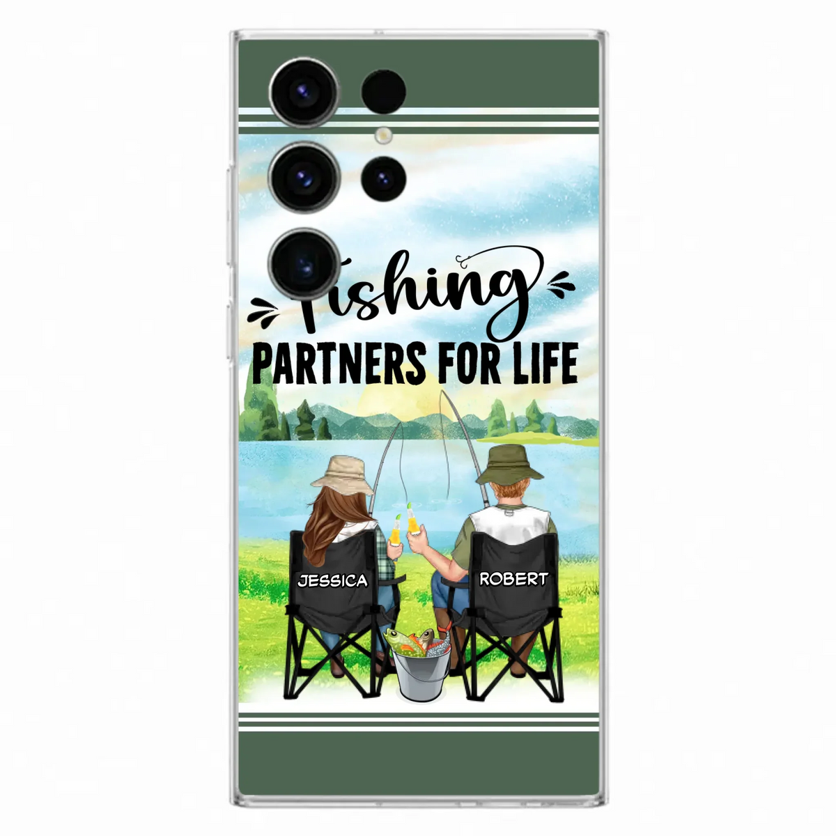 Custom Personalized Fishing Couple Phone Case - Gift Idea for Couple - Fishing Partners For Life - Case For iPhone/Samsung