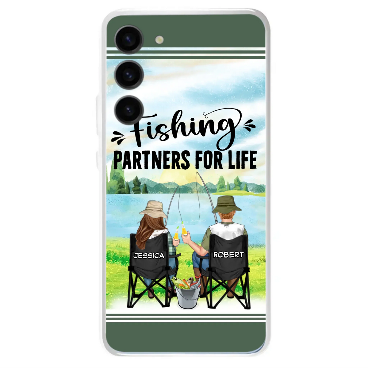 Custom Personalized Fishing Couple Phone Case - Gift Idea for Couple - Fishing Partners For Life - Case For iPhone/Samsung