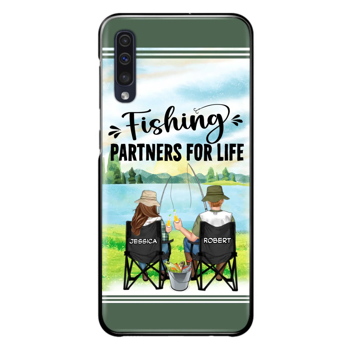 Custom Personalized Fishing Couple Phone Case - Gift Idea for Couple - Fishing Partners For Life - Case For iPhone/Samsung