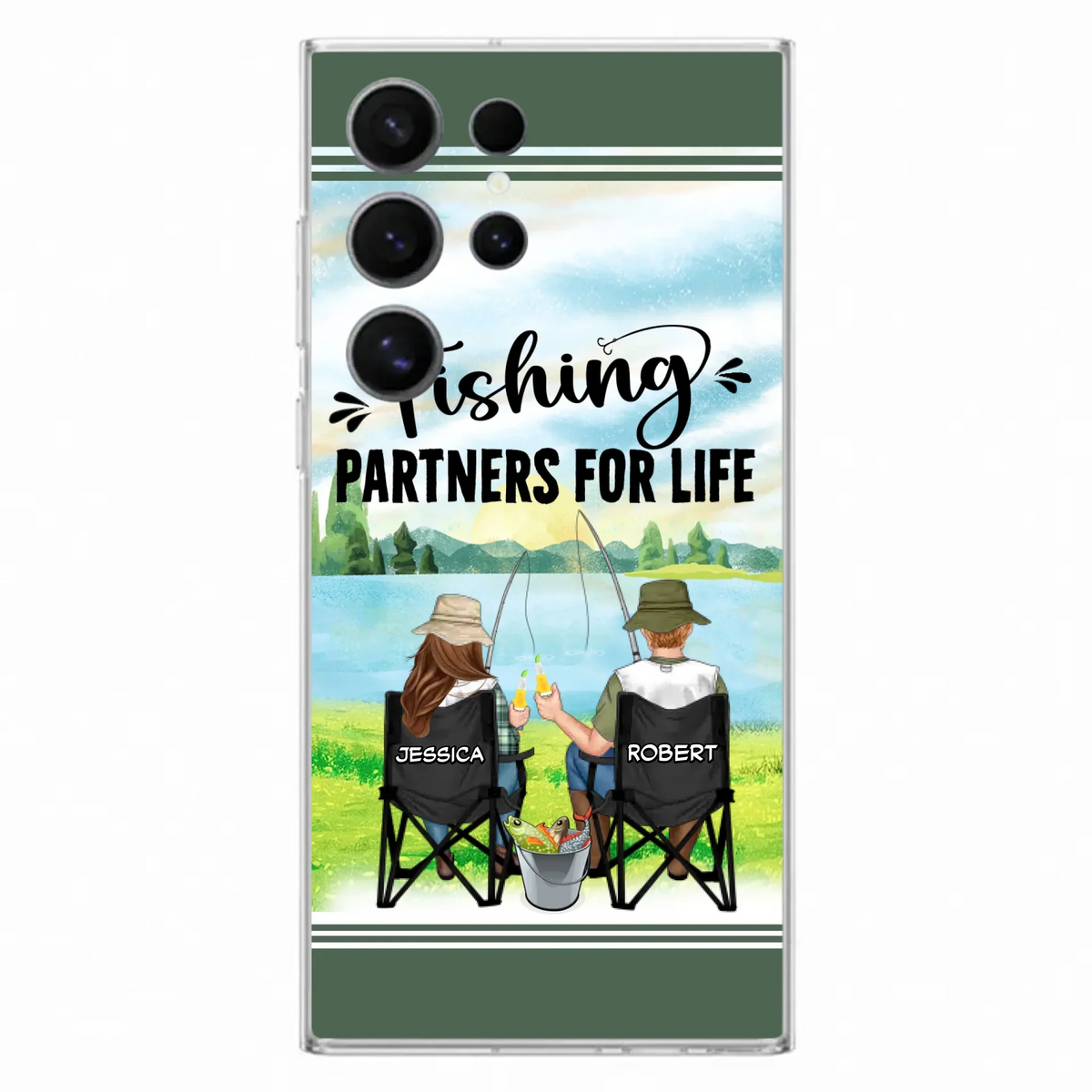 Custom Personalized Fishing Couple Phone Case - Gift Idea for Couple - Fishing Partners For Life - Case For iPhone/Samsung