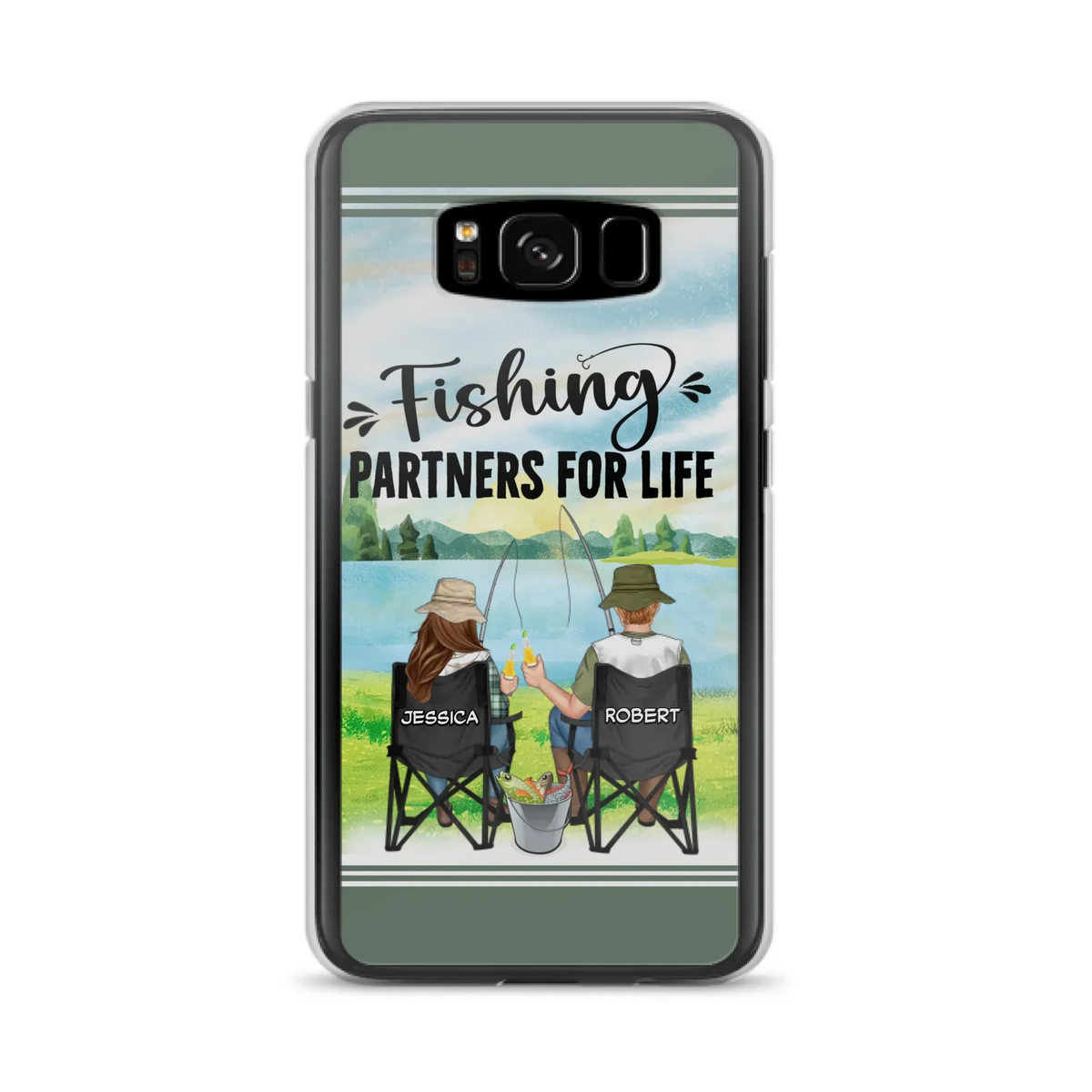 Custom Personalized Fishing Couple Phone Case - Gift Idea for Couple - Fishing Partners For Life - Case For iPhone/Samsung