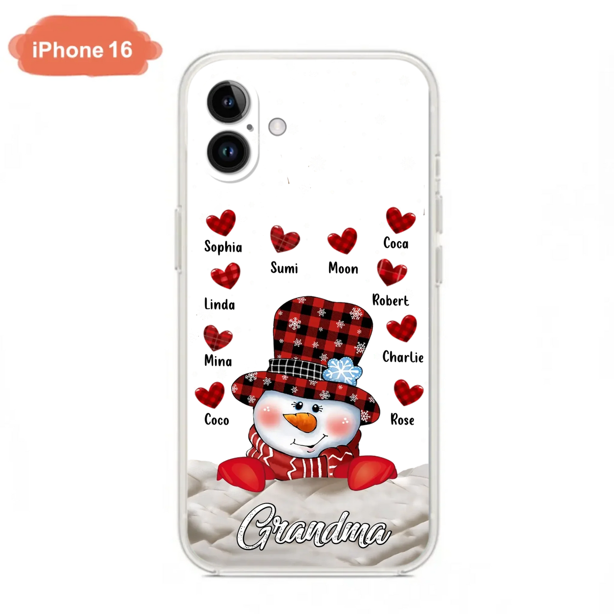 Personalized Snowman Grandma Phone Case - Christmas Gift Idea For Grandma - Up to 10 Kids - Case For iPhone/Samsung