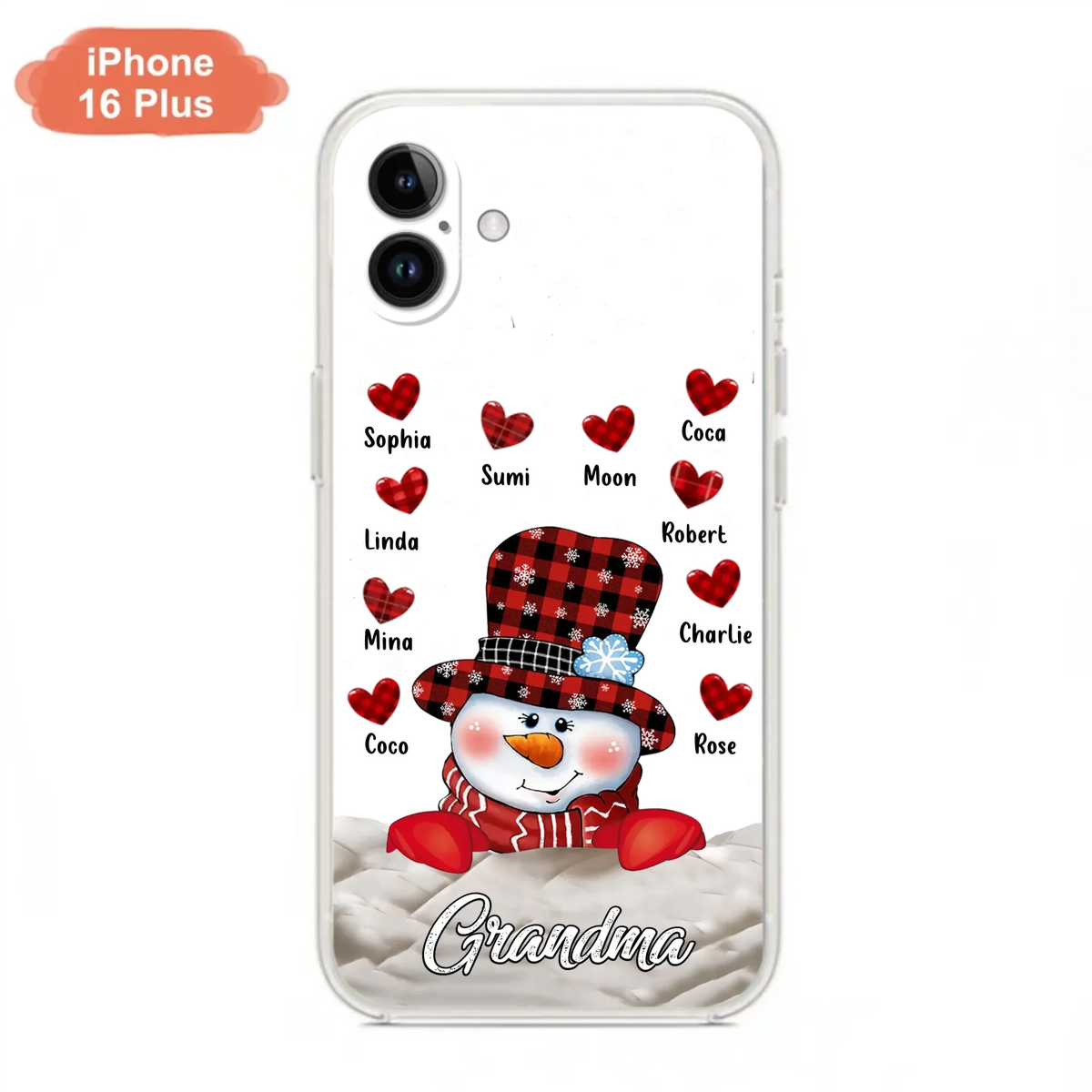 Personalized Snowman Grandma Phone Case - Christmas Gift Idea For Grandma - Up to 10 Kids - Case For iPhone/Samsung