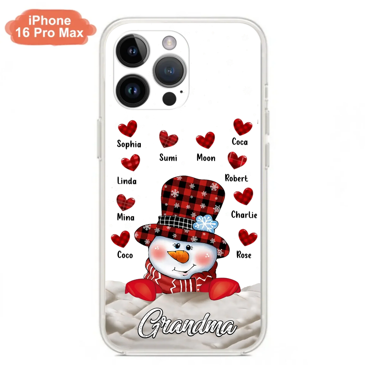 Personalized Snowman Grandma Phone Case - Christmas Gift Idea For Grandma - Up to 10 Kids - Case For iPhone/Samsung