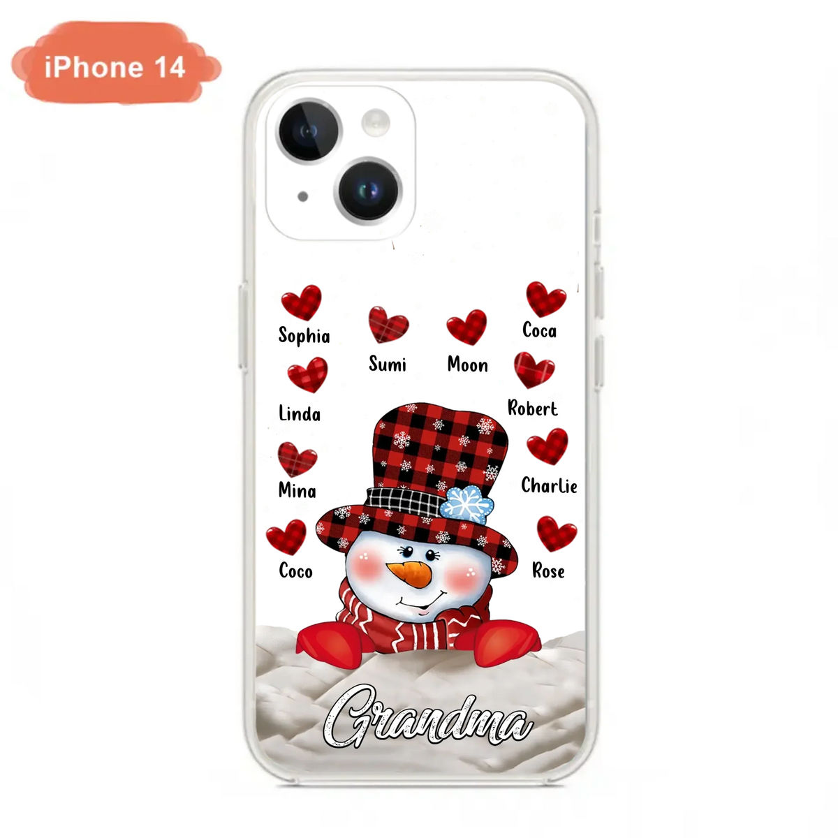 Personalized Snowman Grandma Phone Case - Christmas Gift Idea For Grandma - Up to 10 Kids - Case For iPhone/Samsung