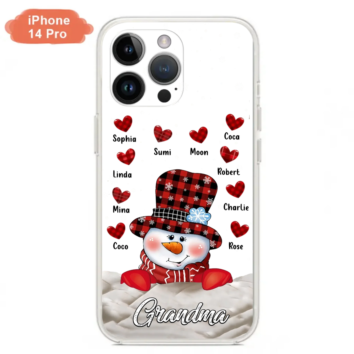 Personalized Snowman Grandma Phone Case - Christmas Gift Idea For Grandma - Up to 10 Kids - Case For iPhone/Samsung