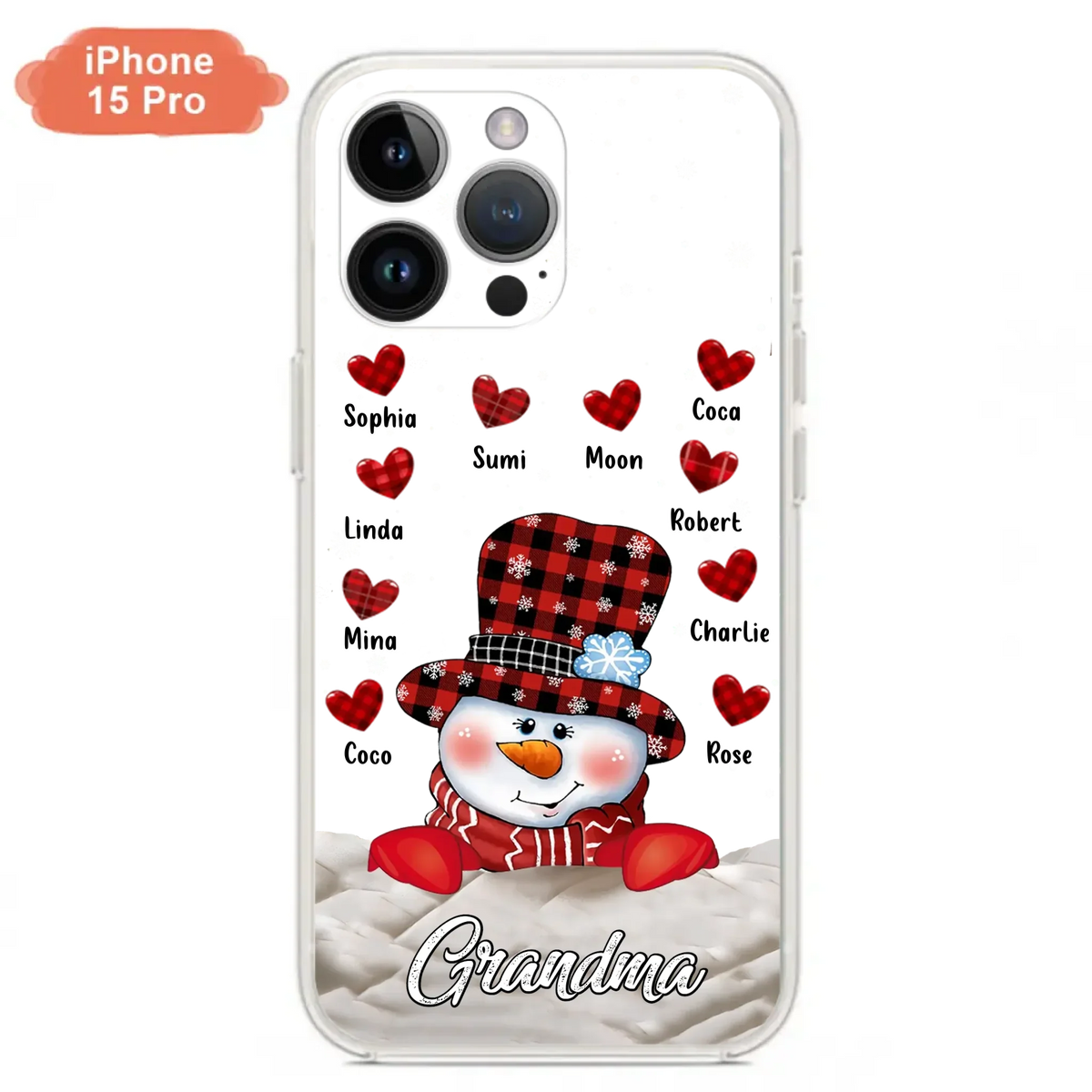 Personalized Snowman Grandma Phone Case - Christmas Gift Idea For Grandma - Up to 10 Kids - Case For iPhone/Samsung