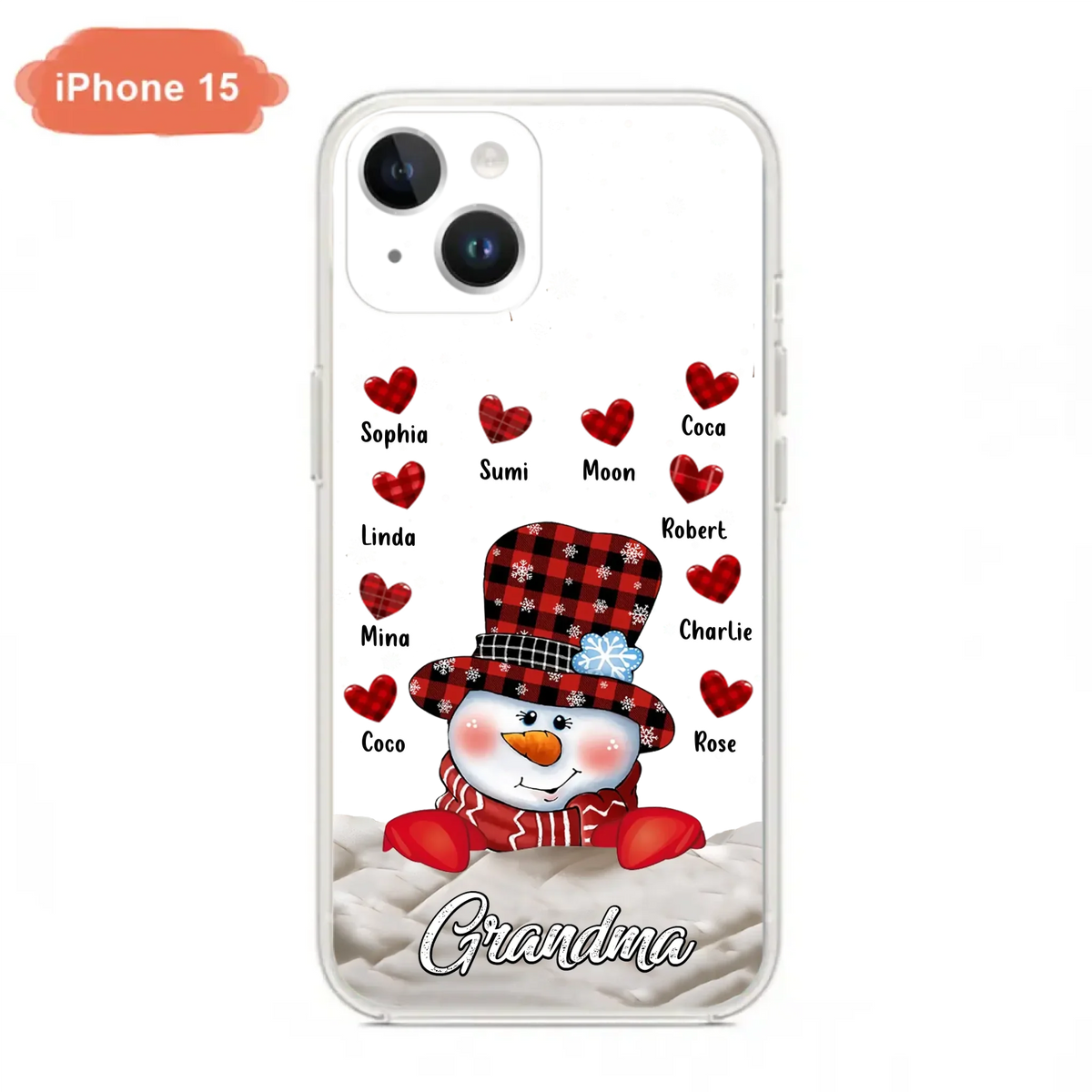 Personalized Snowman Grandma Phone Case - Christmas Gift Idea For Grandma - Up to 10 Kids - Case For iPhone/Samsung