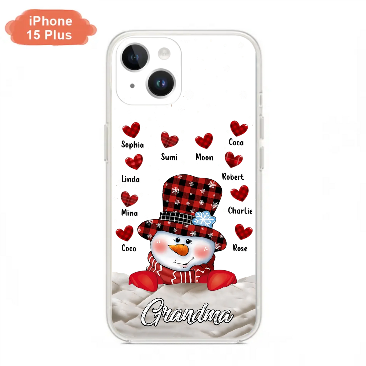 Personalized Snowman Grandma Phone Case - Christmas Gift Idea For Grandma - Up to 10 Kids - Case For iPhone/Samsung
