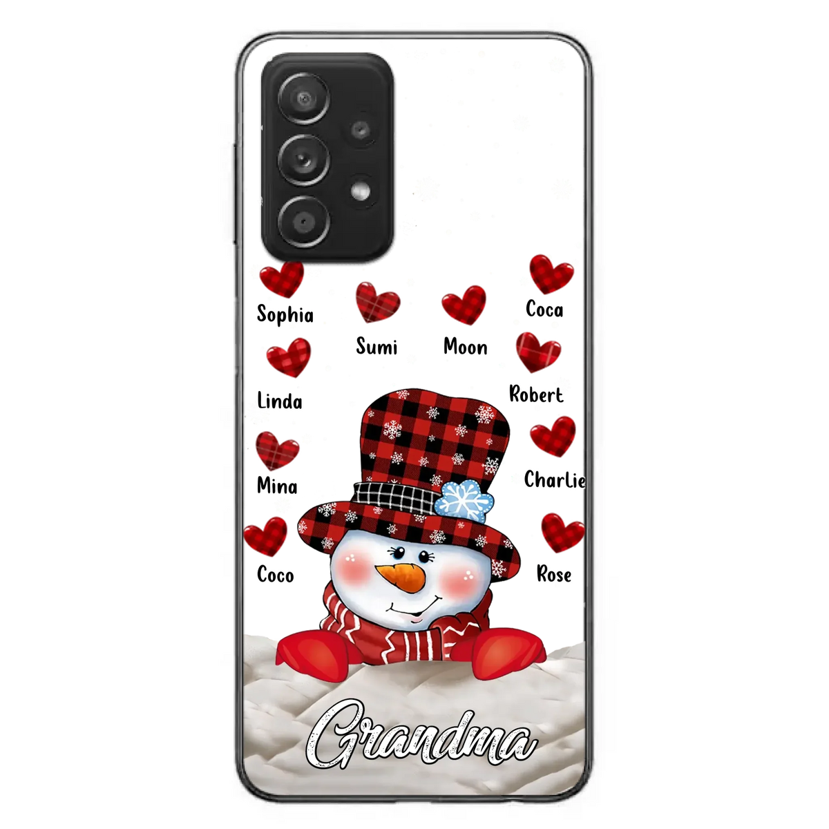Personalized Snowman Grandma Phone Case - Christmas Gift Idea For Grandma - Up to 10 Kids - Case For iPhone/Samsung