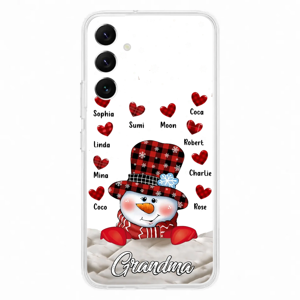 Personalized Snowman Grandma Phone Case - Christmas Gift Idea For Grandma - Up to 10 Kids - Case For iPhone/Samsung