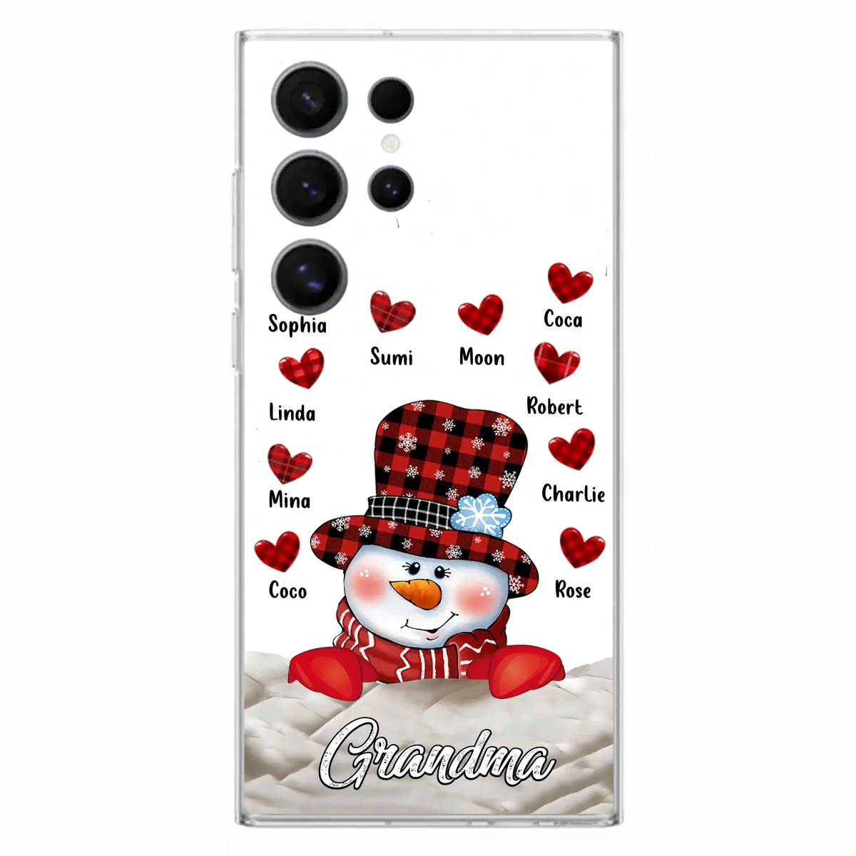 Personalized Snowman Grandma Phone Case - Christmas Gift Idea For Grandma - Up to 10 Kids - Case For iPhone/Samsung