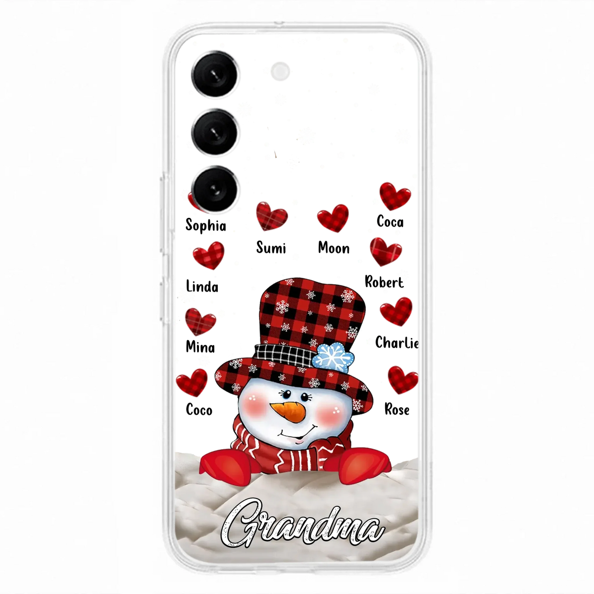 Personalized Snowman Grandma Phone Case - Christmas Gift Idea For Grandma - Up to 10 Kids - Case For iPhone/Samsung