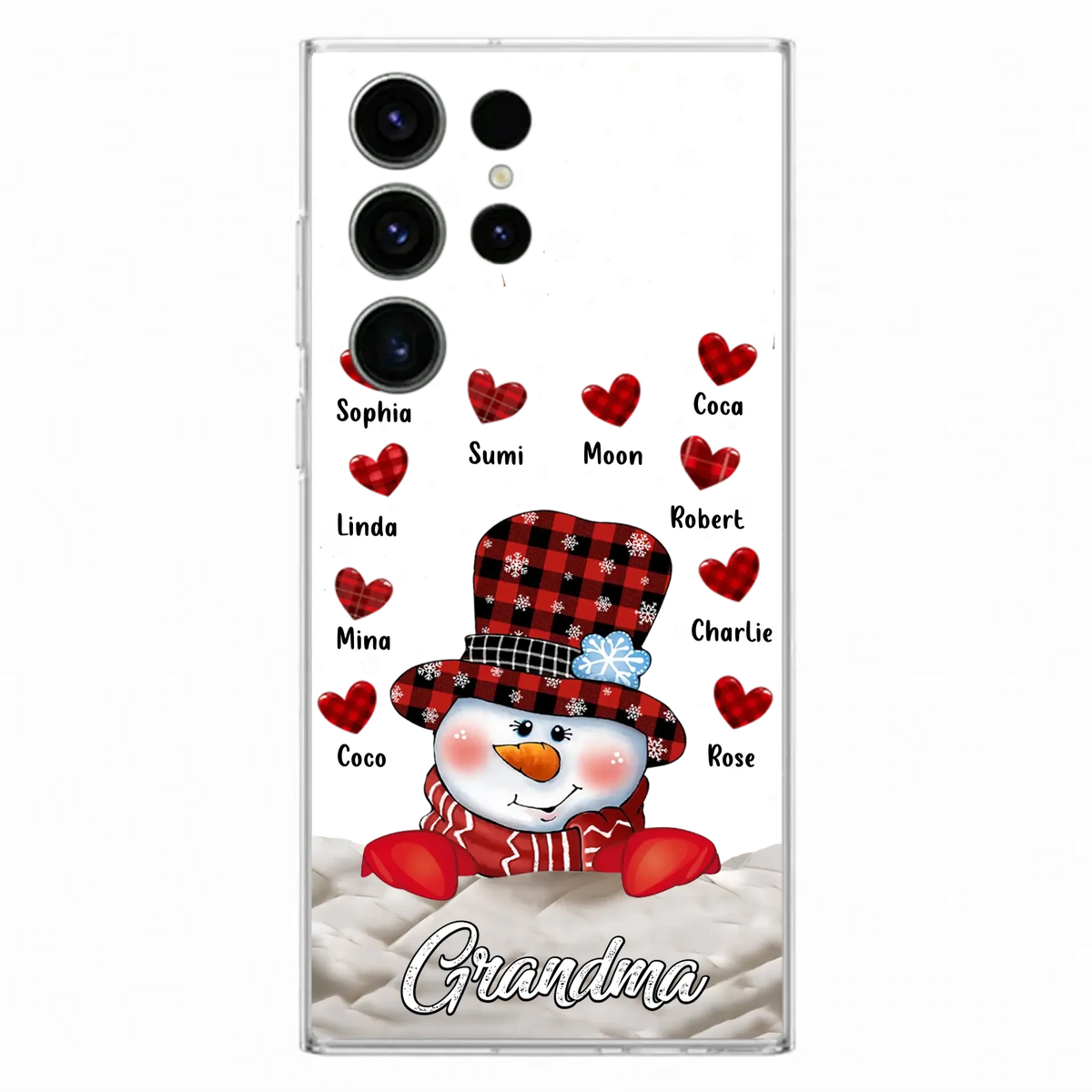 Personalized Snowman Grandma Phone Case - Christmas Gift Idea For Grandma - Up to 10 Kids - Case For iPhone/Samsung