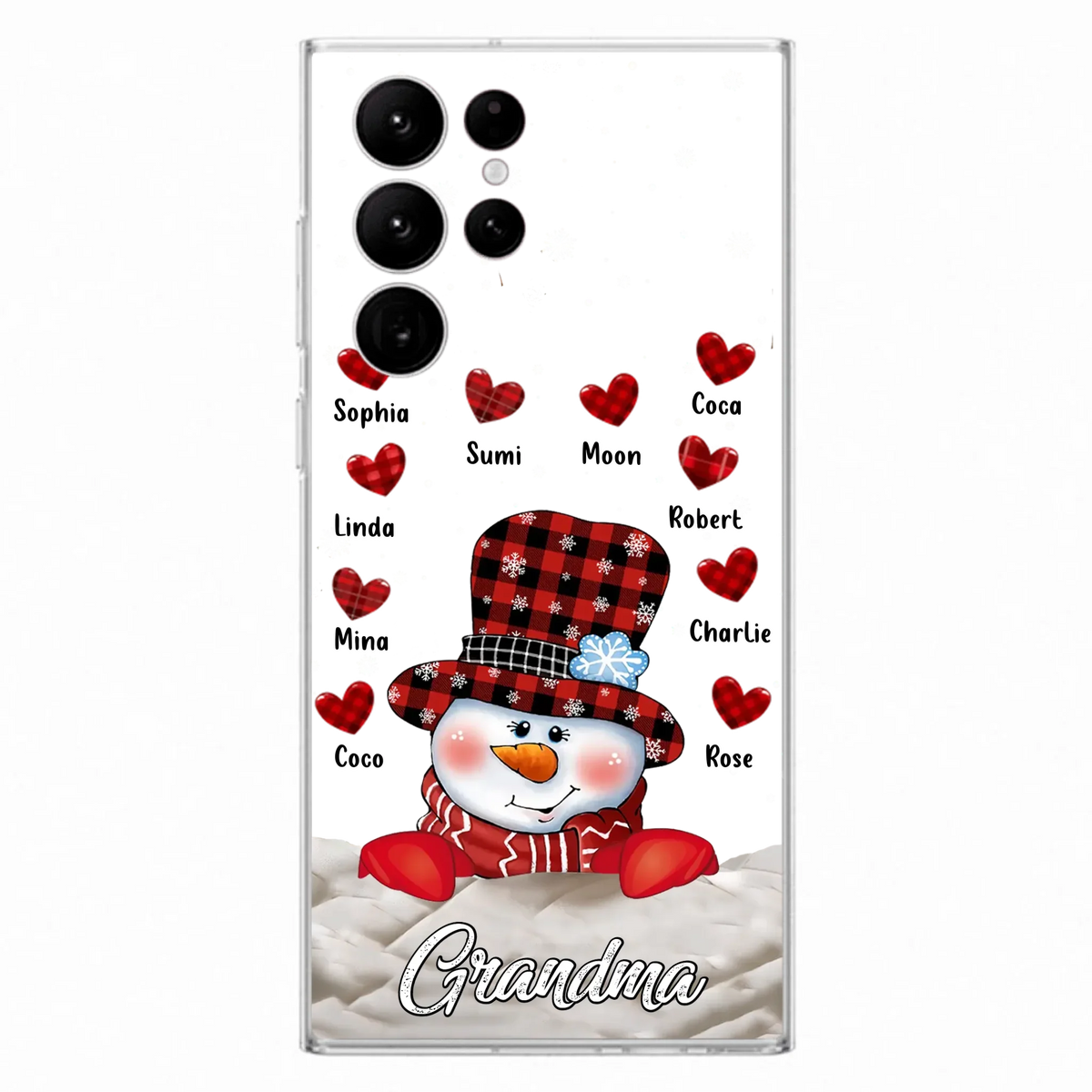 Personalized Snowman Grandma Phone Case - Christmas Gift Idea For Grandma - Up to 10 Kids - Case For iPhone/Samsung