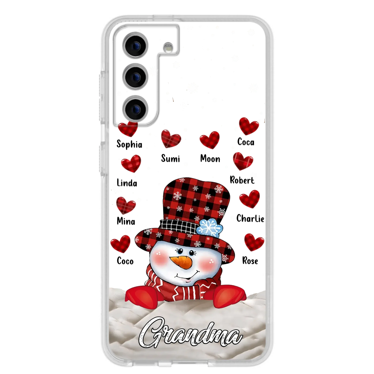Personalized Snowman Grandma Phone Case - Christmas Gift Idea For Grandma - Up to 10 Kids - Case For iPhone/Samsung