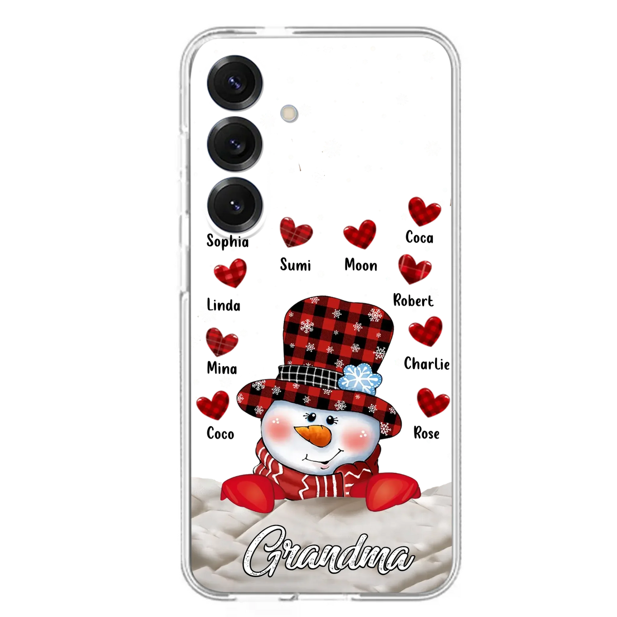 Personalized Snowman Grandma Phone Case - Christmas Gift Idea For Grandma - Up to 10 Kids - Case For iPhone/Samsung