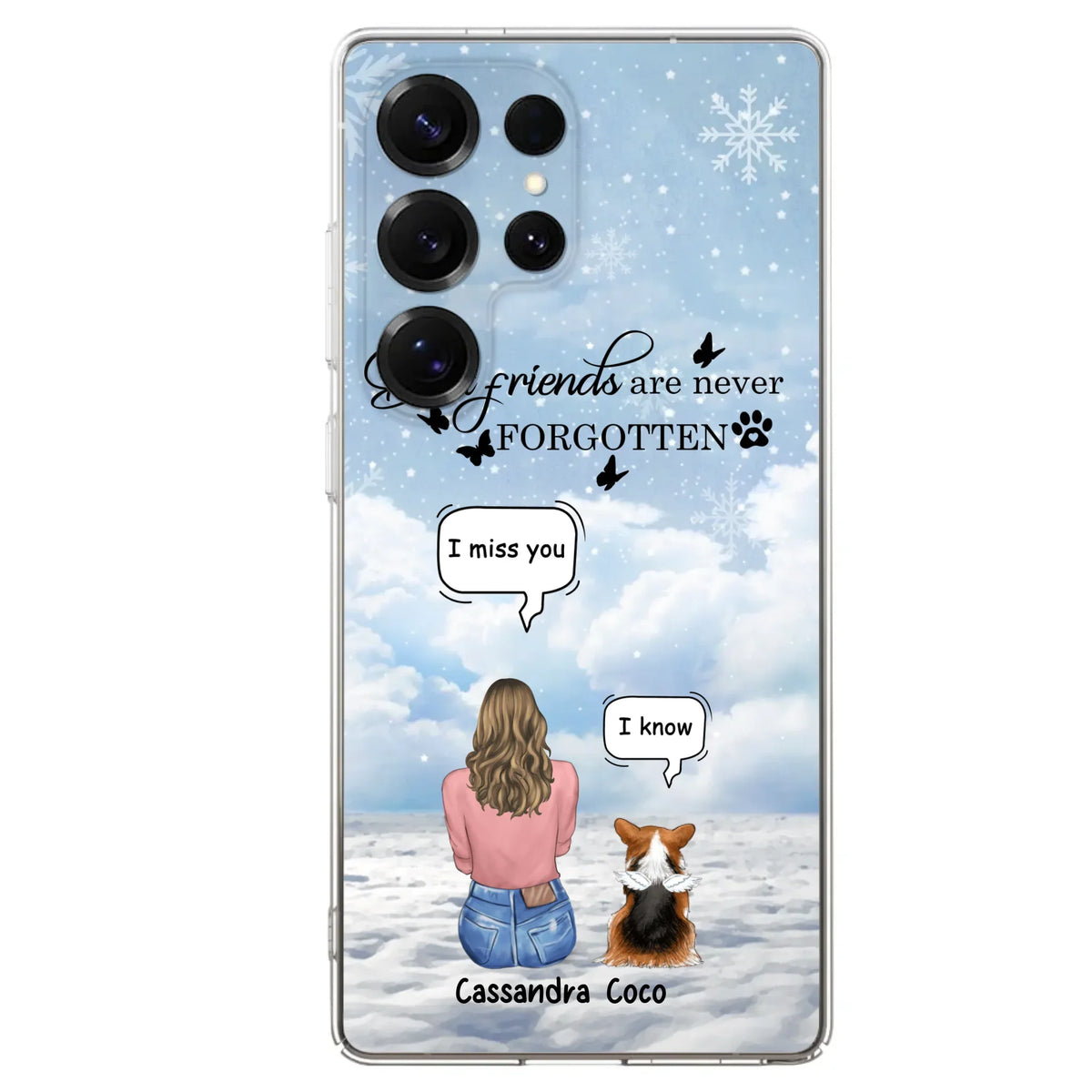 Personalized Memorial Pet Phone Case - Upto 3 Pets - Memorial Gift Idea For Dog/Cat/Rabbits Owners - I Miss You - Case For iPhone/Samsung