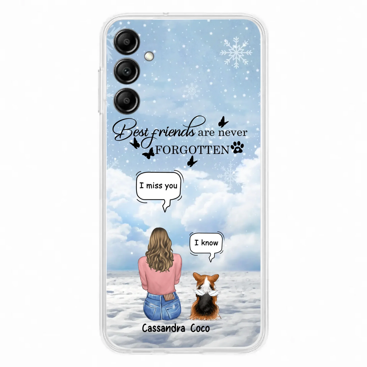 Personalized Memorial Pet Phone Case - Upto 3 Pets - Memorial Gift Idea For Dog/Cat/Rabbits Owners - I Miss You - Case For iPhone/Samsung