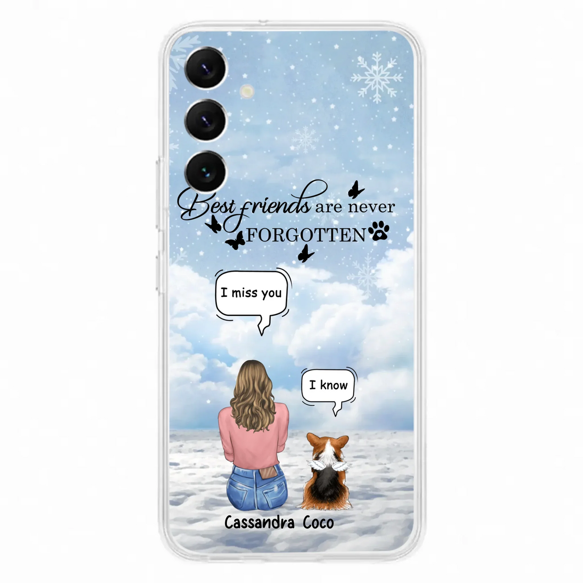 Personalized Memorial Pet Phone Case - Upto 3 Pets - Memorial Gift Idea For Dog/Cat/Rabbits Owners - I Miss You - Case For iPhone/Samsung
